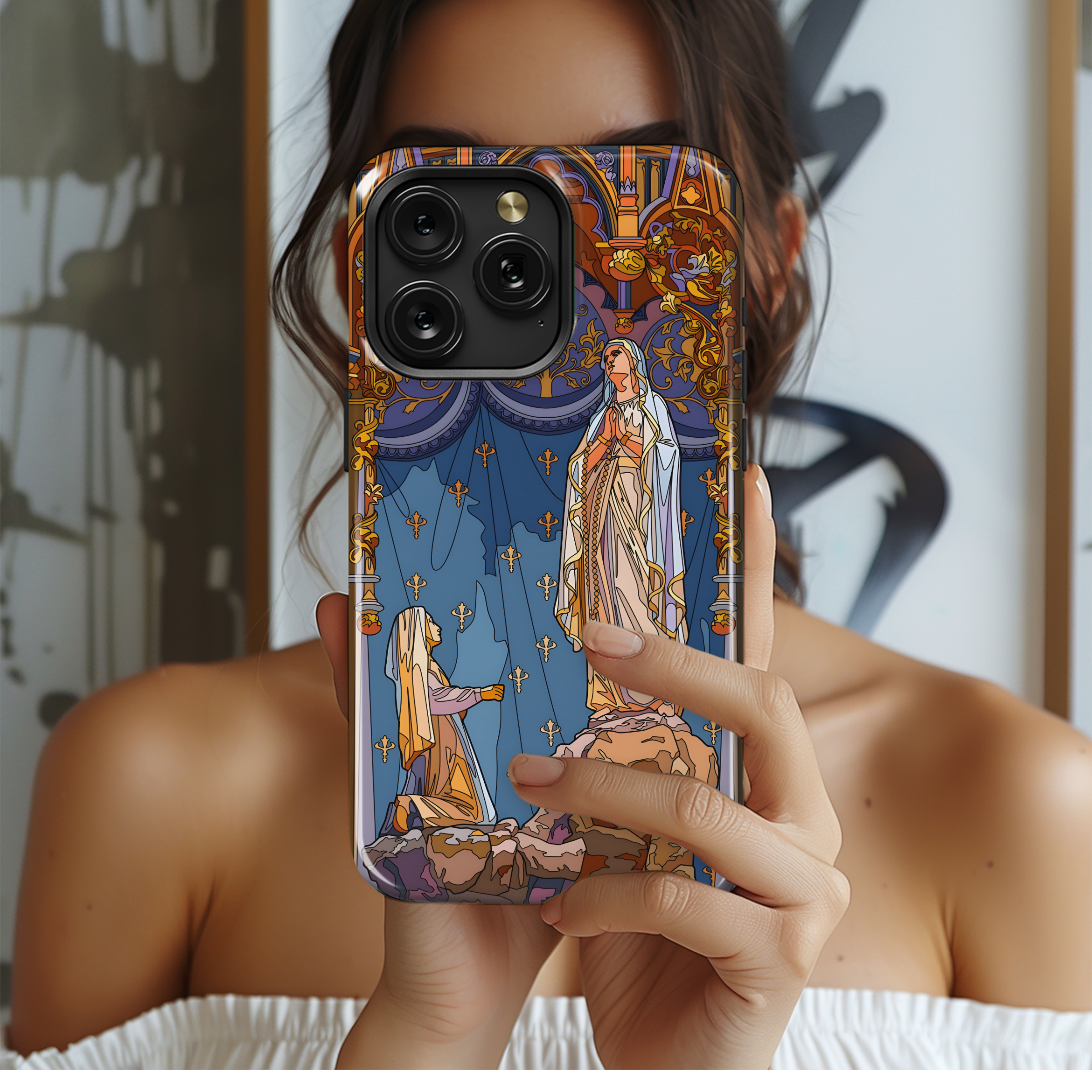 Catholic Christian Mosaic Phone Case iPhone Samsung Cover Pixel 2019