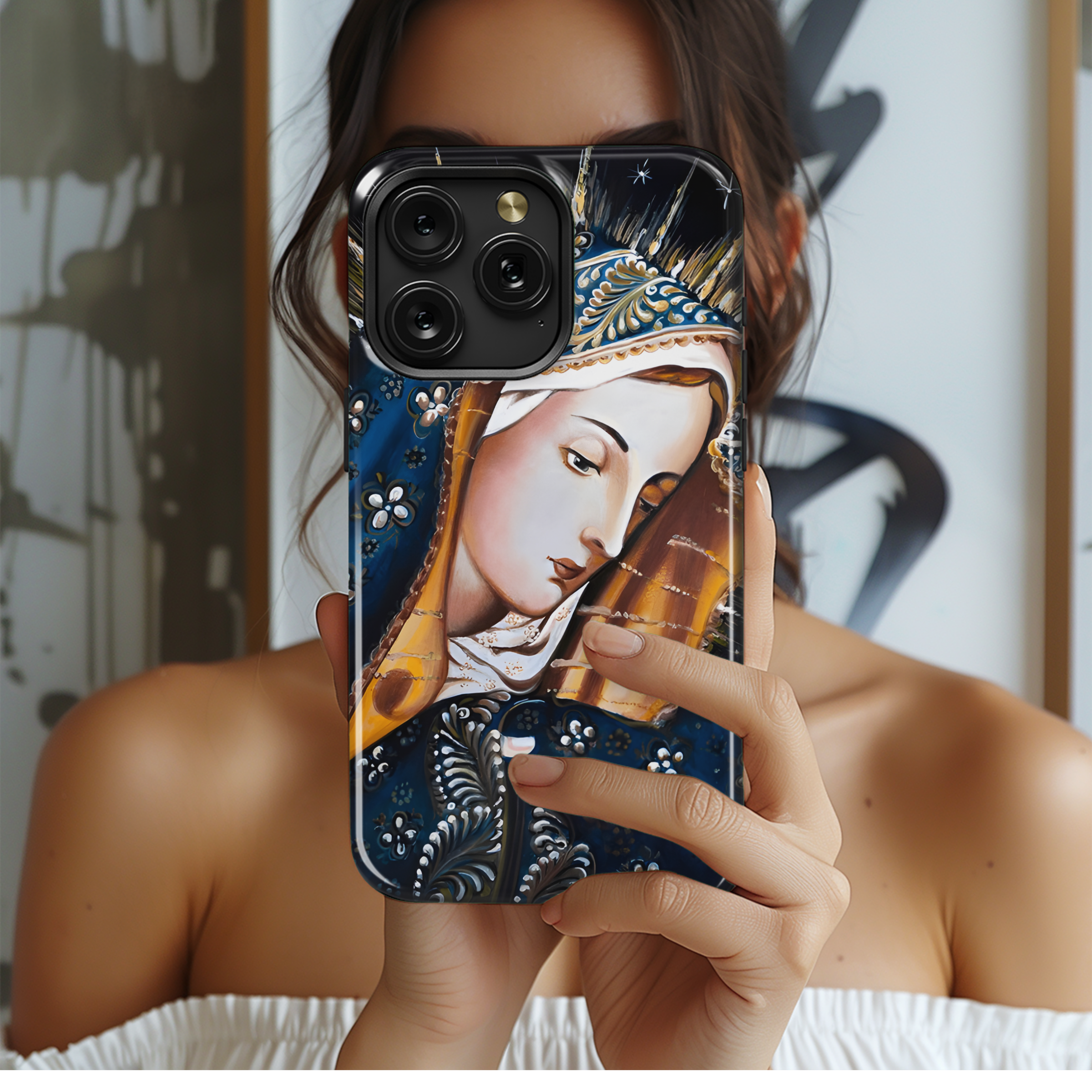 Catholic Mary Nativity Icon Oil Canvas Phone Case iPhone Samsung Cover Pixel 2092