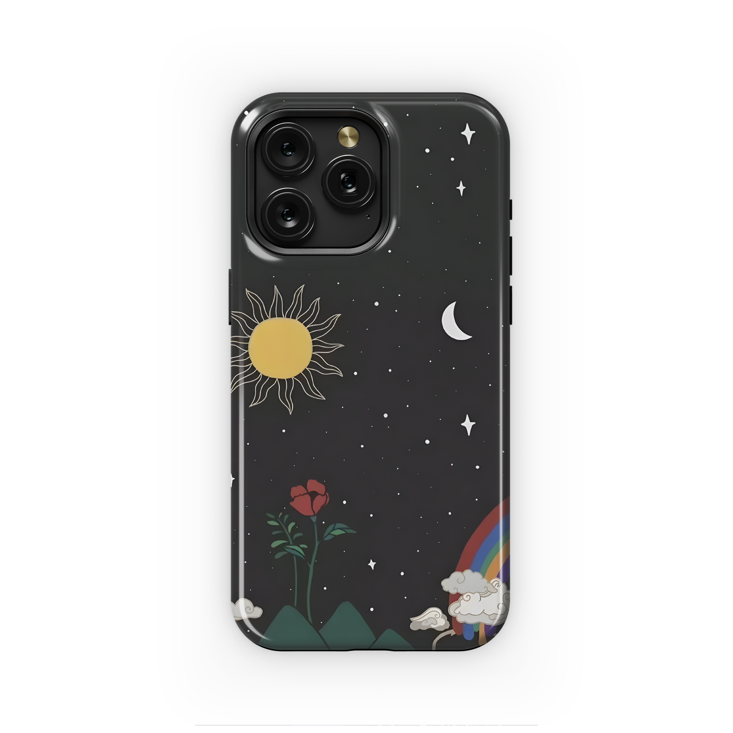 Celestial Night Drawing Sun Moon Flower Phone Case iPhone Samsung Cover Pixel 1765