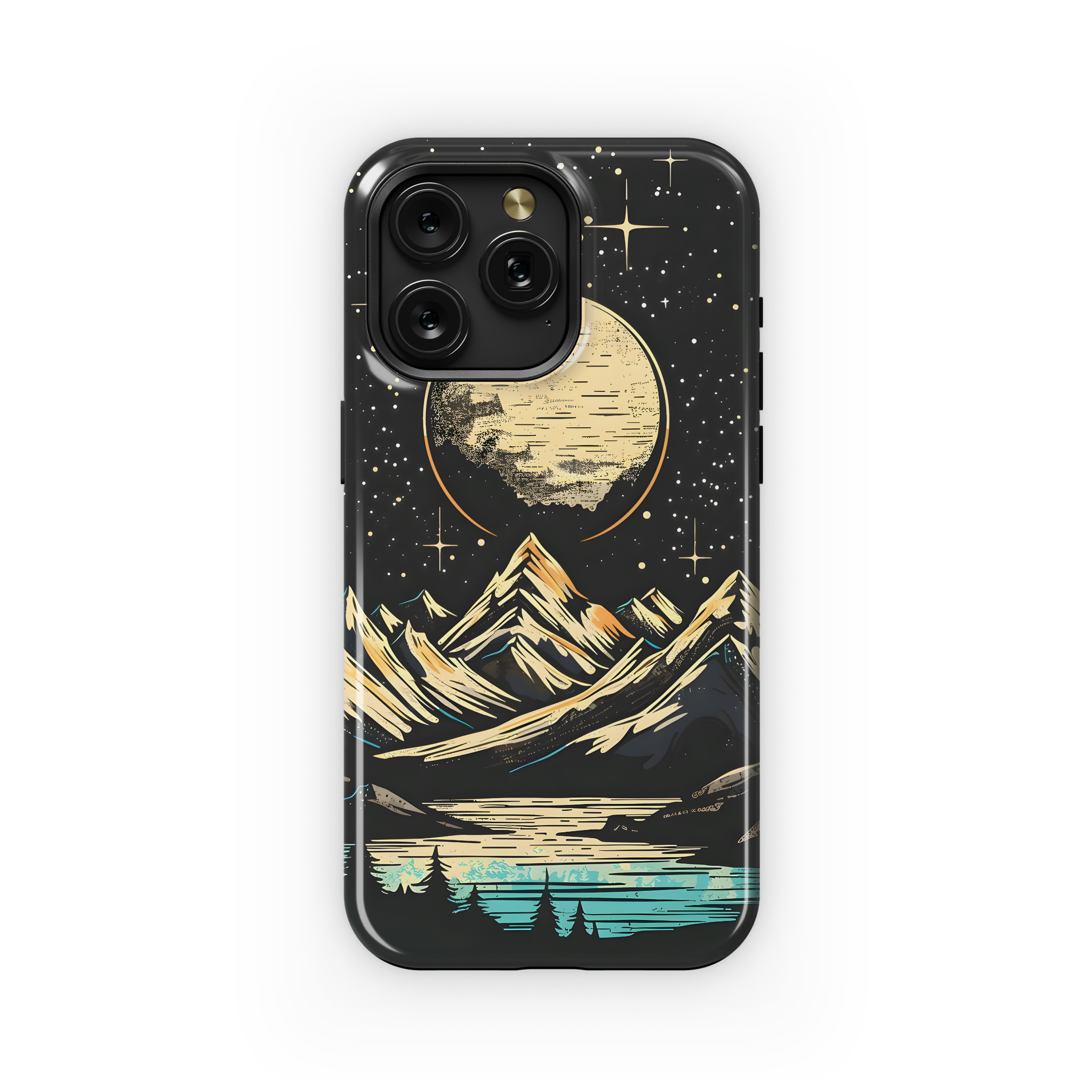 Celestial Night Mountain River Forest Landscape Moon Phone Case iPhone Samsung Cover Pixel 1733