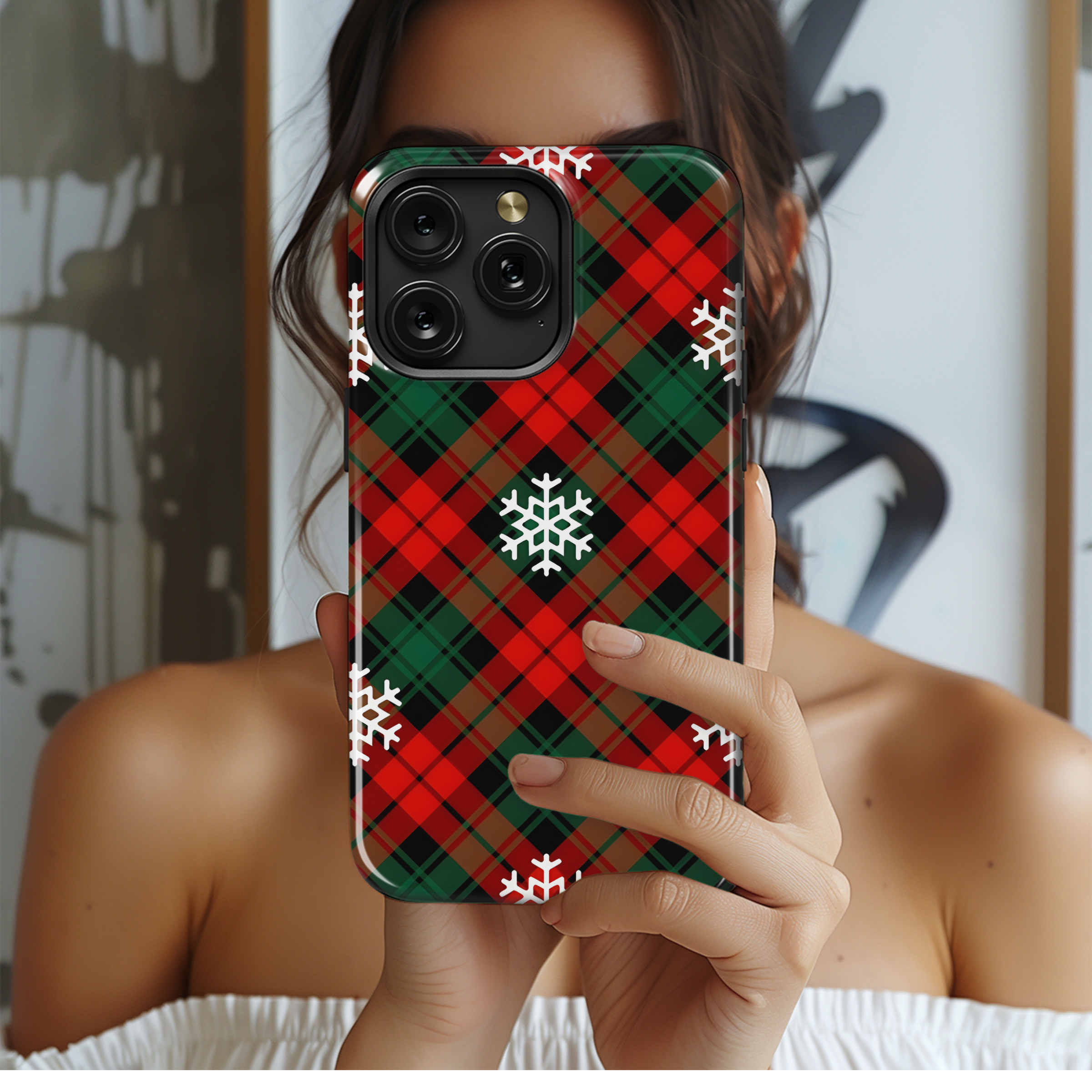 Christmas New Year Pattern Paper Cut Phone Case iPhone Samsung Cover Pixel 2159