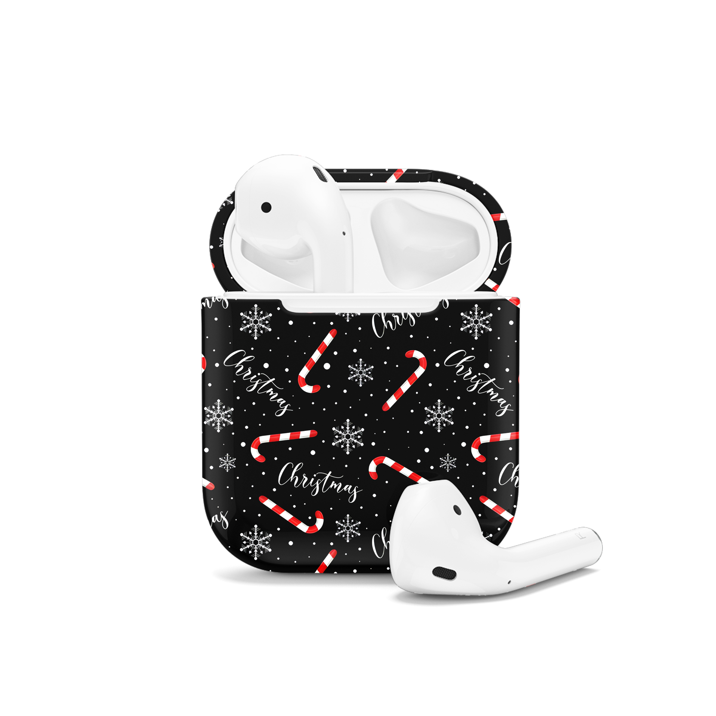 Christmas Pattern Candy Cane Snowflakes AirPods Case AirPods Pro AirPods Pro 2 AirPods 3 AirPods 2 Glossy 2116