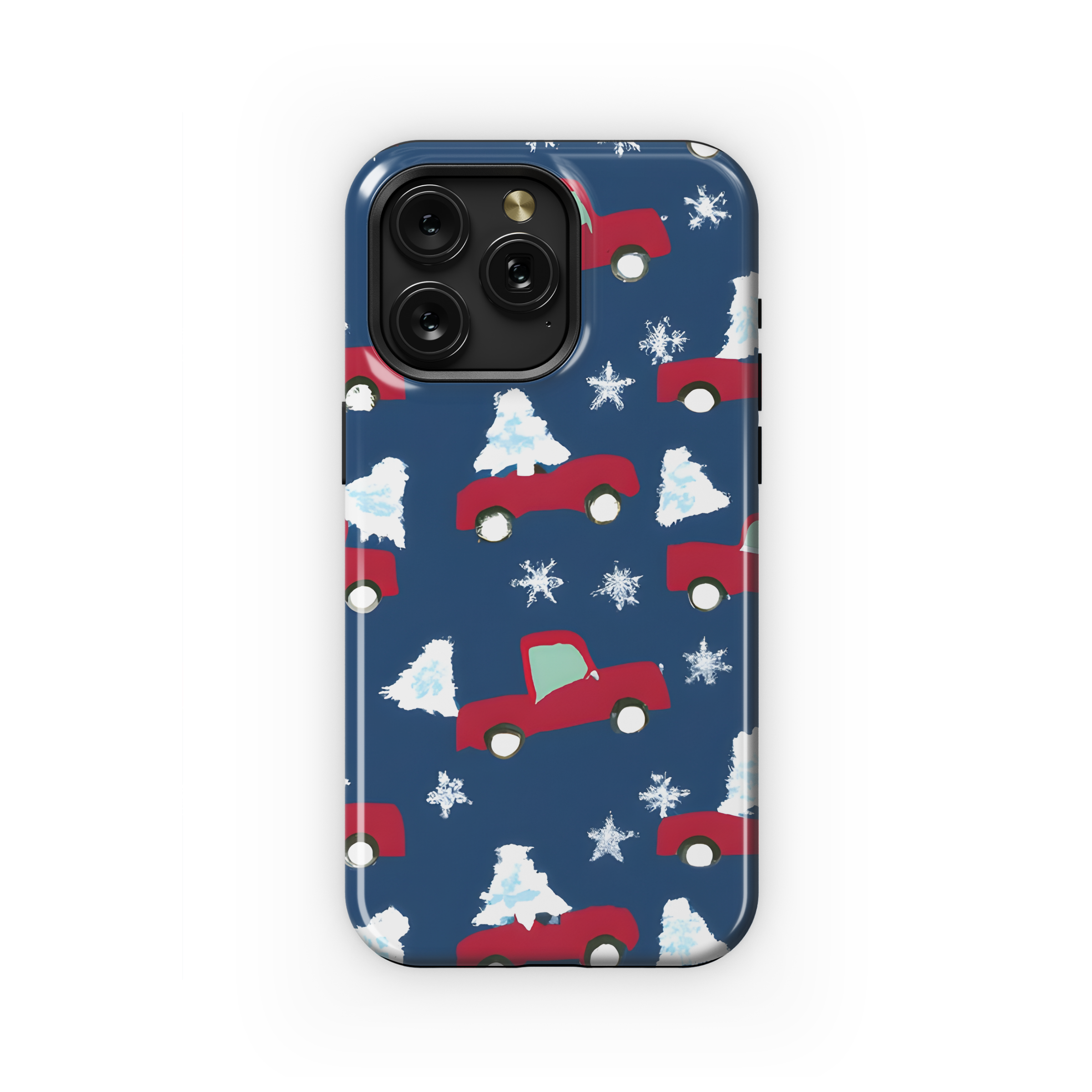 Christmas Pickup Truck Navy Snowflake Phone Case iPhone Samsung Cover Pixel 3546