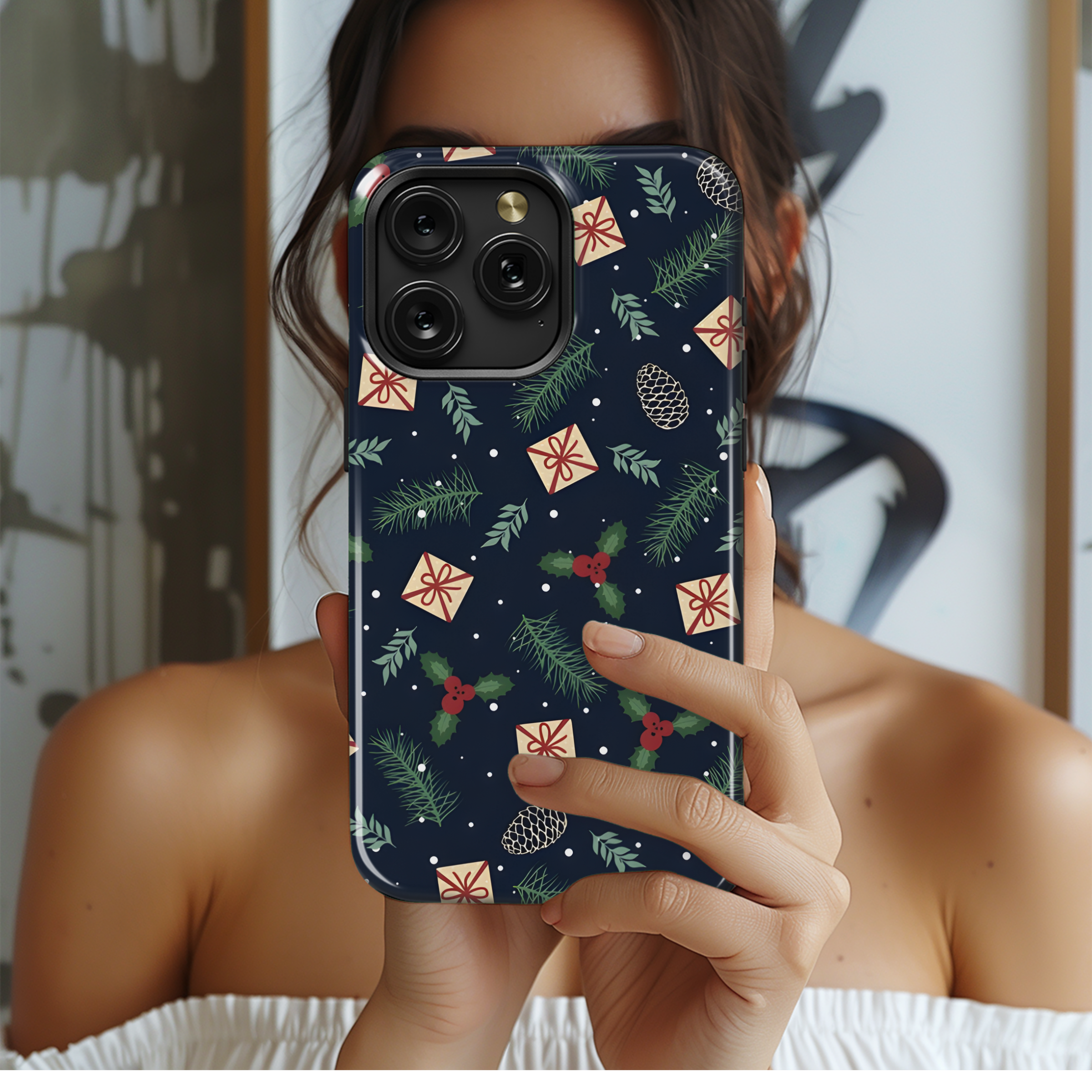 Christmas Winter Seamless Pattern Phone Case iPhone Samsung Cover Pixel 2126