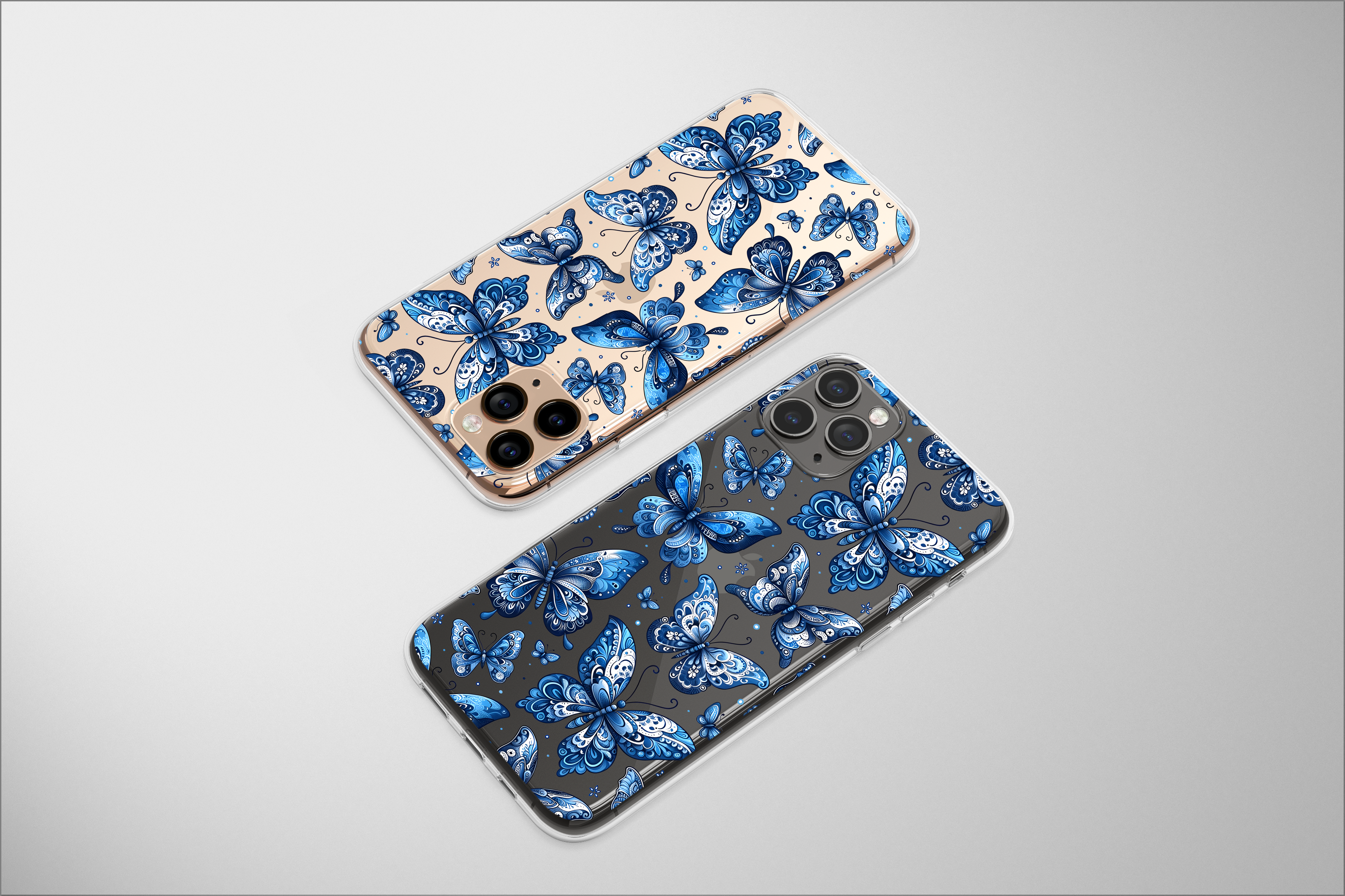 Clear Celestial Blue Moth Mystical Butterfly Phone Case iPhone Samsung Cover Pixel 2771