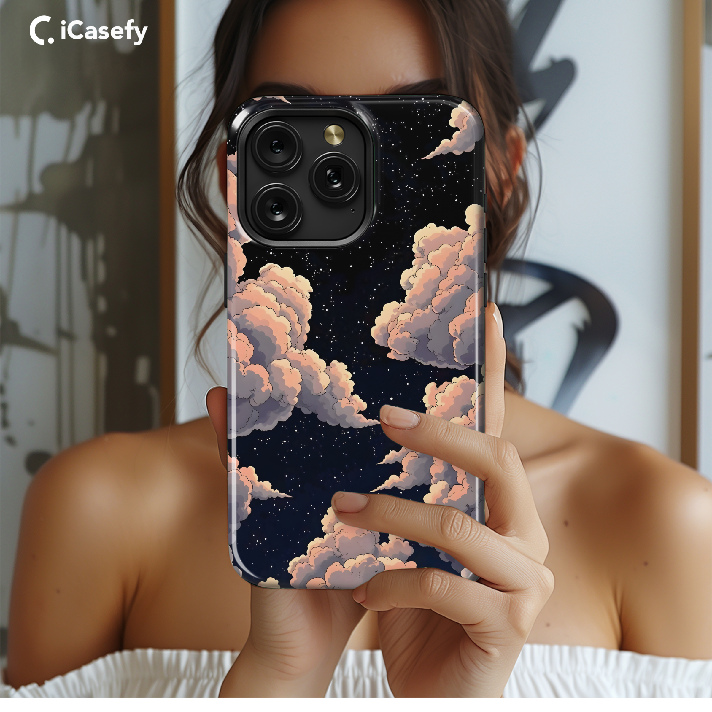 Cloudy Celestial Night Textured Phone Case iPhone Samsung Cover Pixel 1909