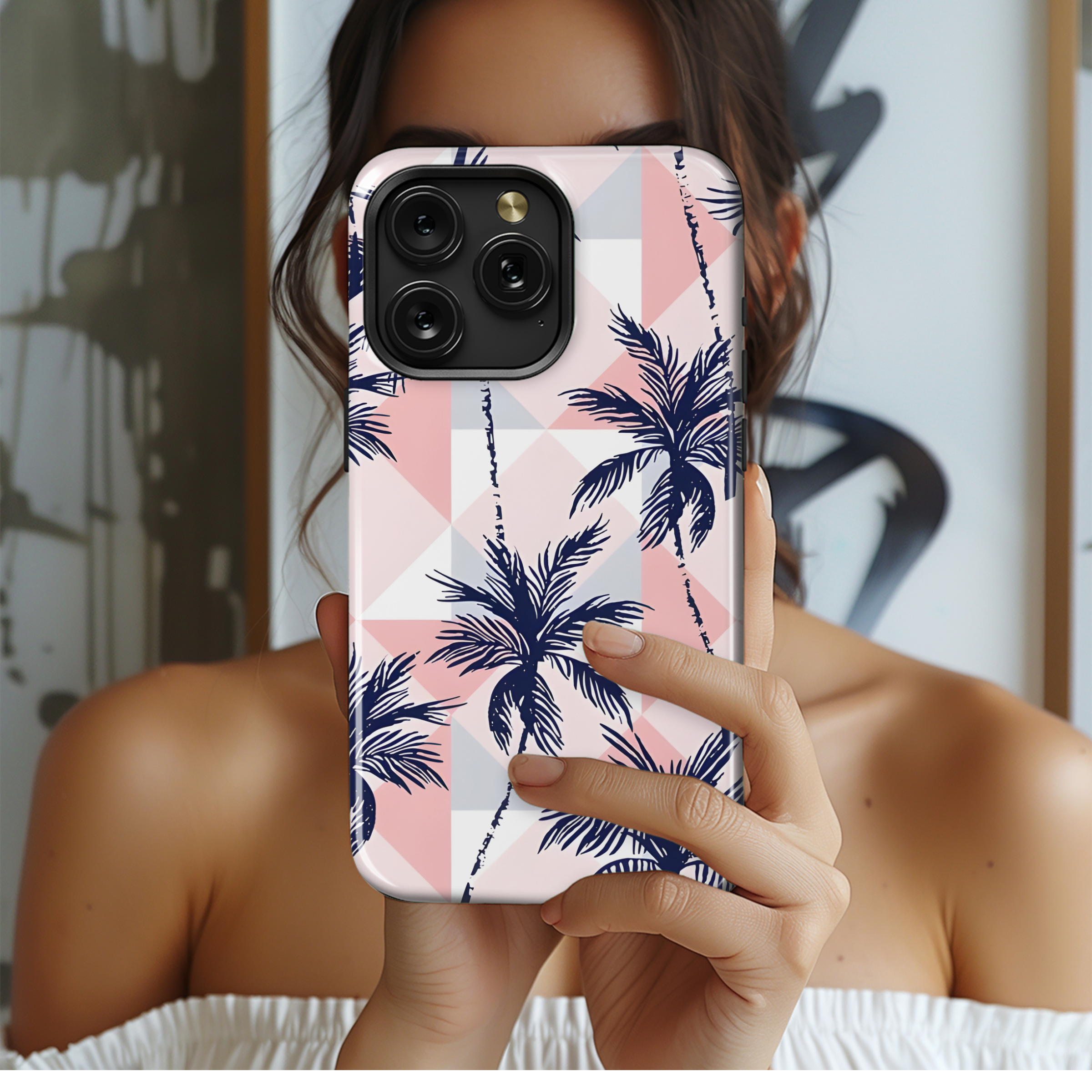 Coconut Trees Rhombus Retro Phone Case iPhone Samsung Cover Pixel 2686