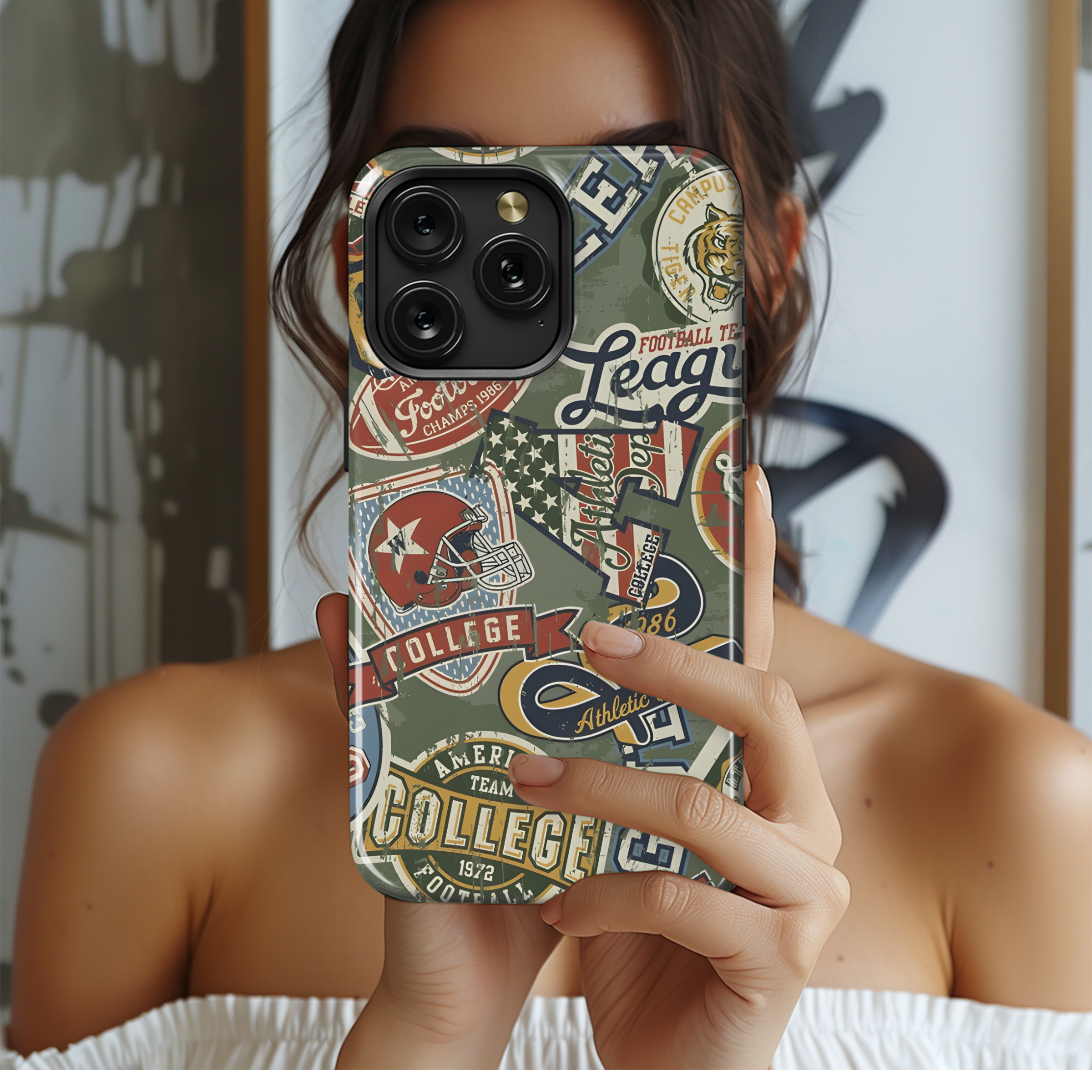 College Football Grunge Seamless Pattern Phone Case iPhone Samsung Cover Pixel 2368