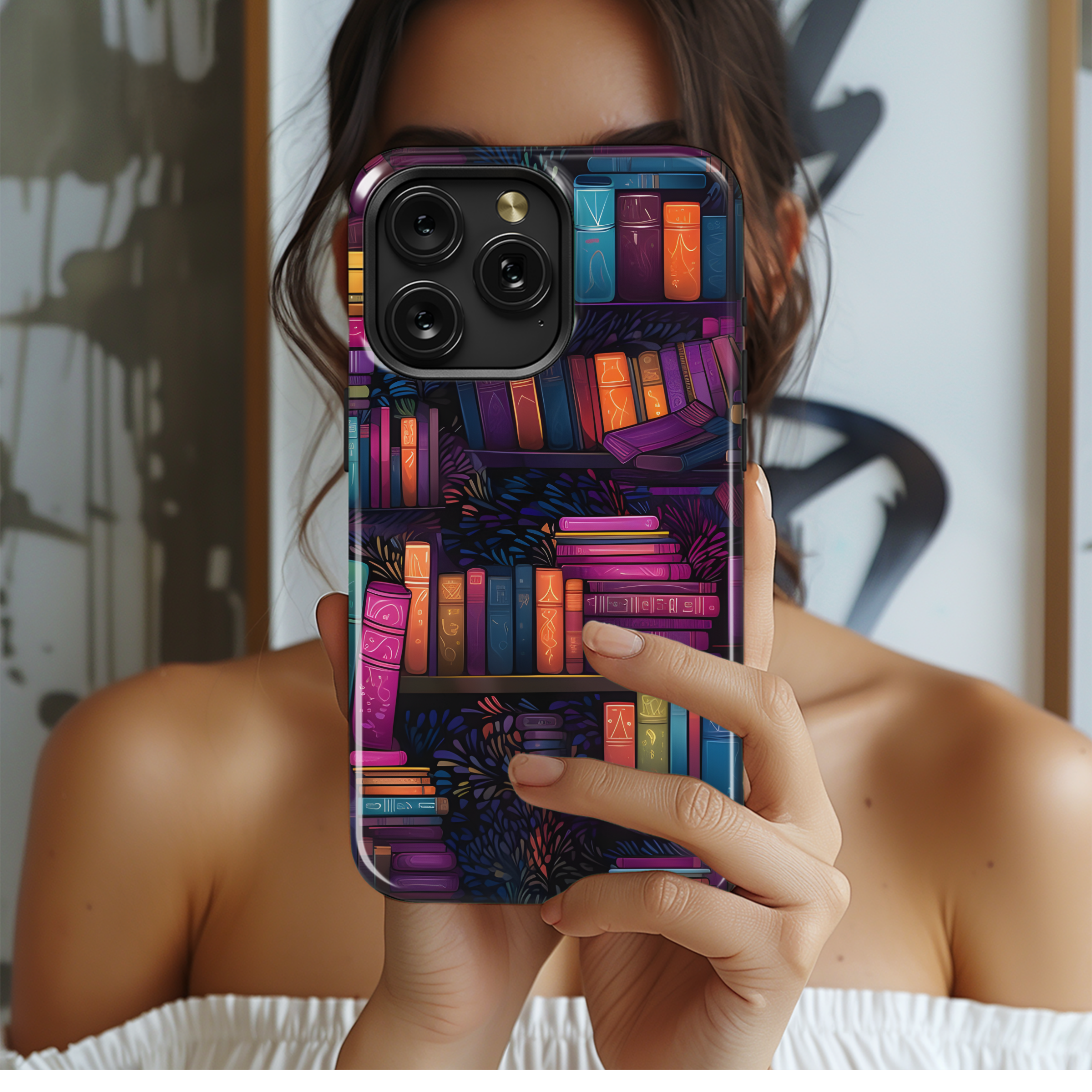 Colorful Bookshelf  Phone Case iPhone Samsung Cover Pixel 3559