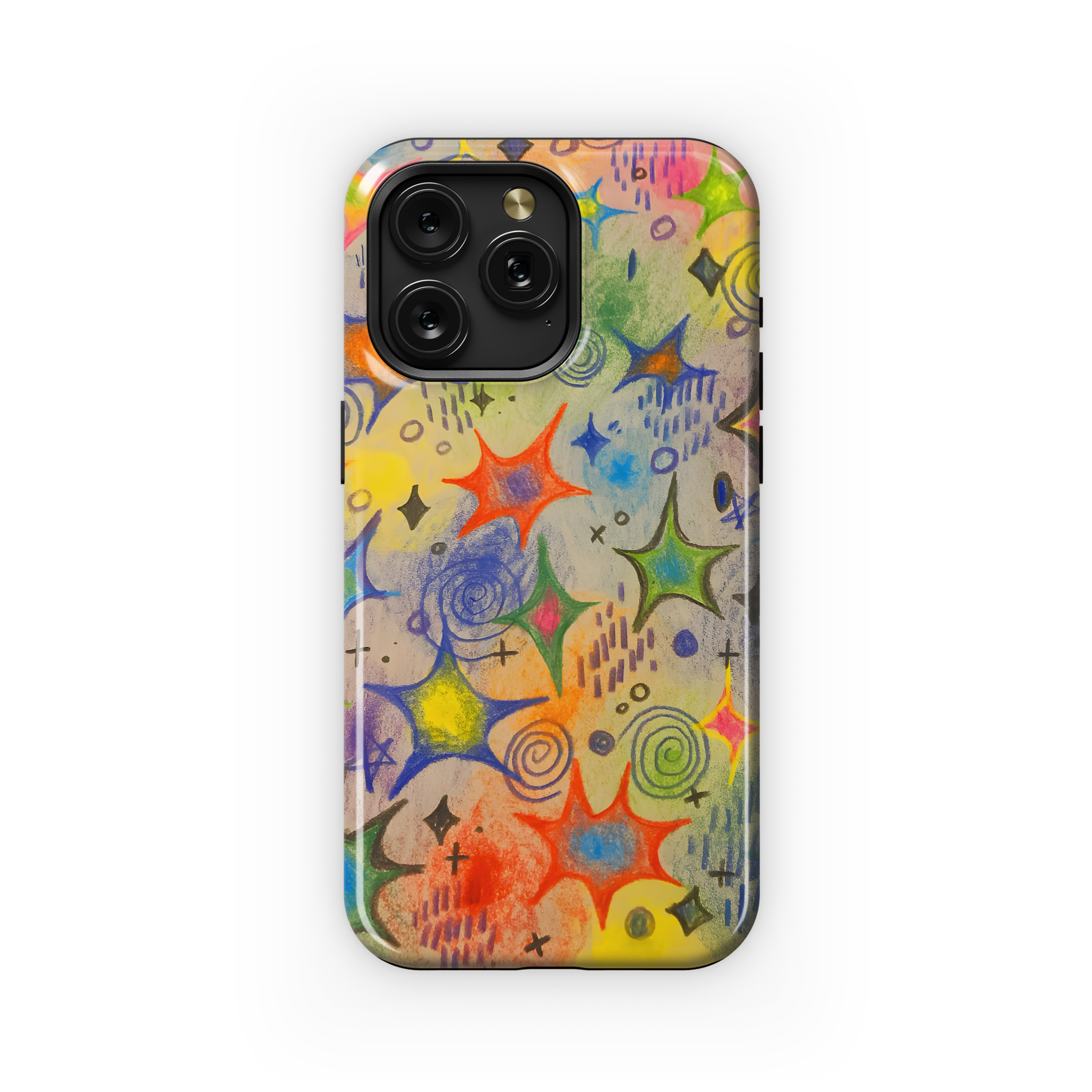 Colorful Sparkly Star Hand Drawn Phone Case iPhone Samsung Cover Pixel 2077