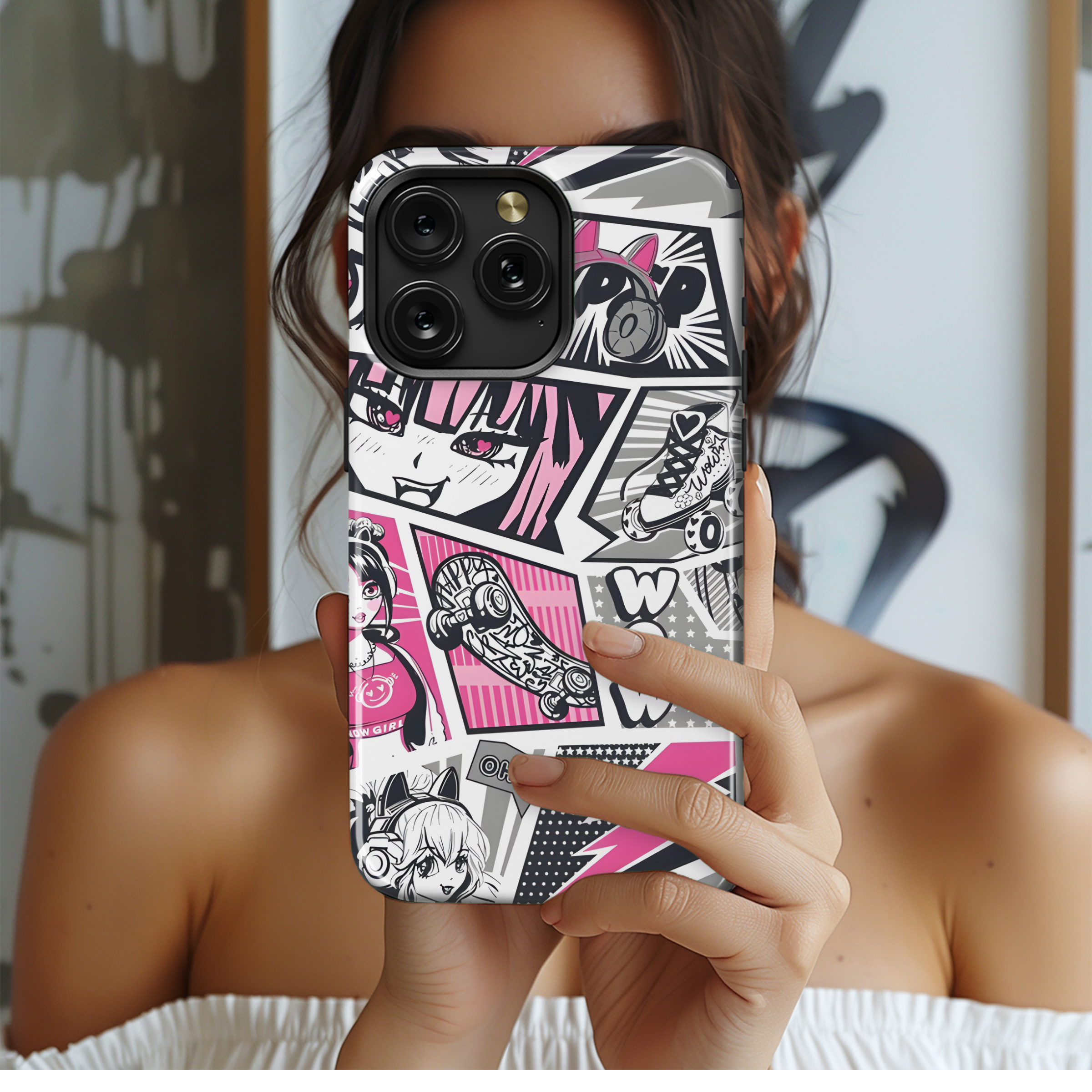 Cool Anime Girl Pattern Phone Case iPhone Samsung Cover Pixel 2216