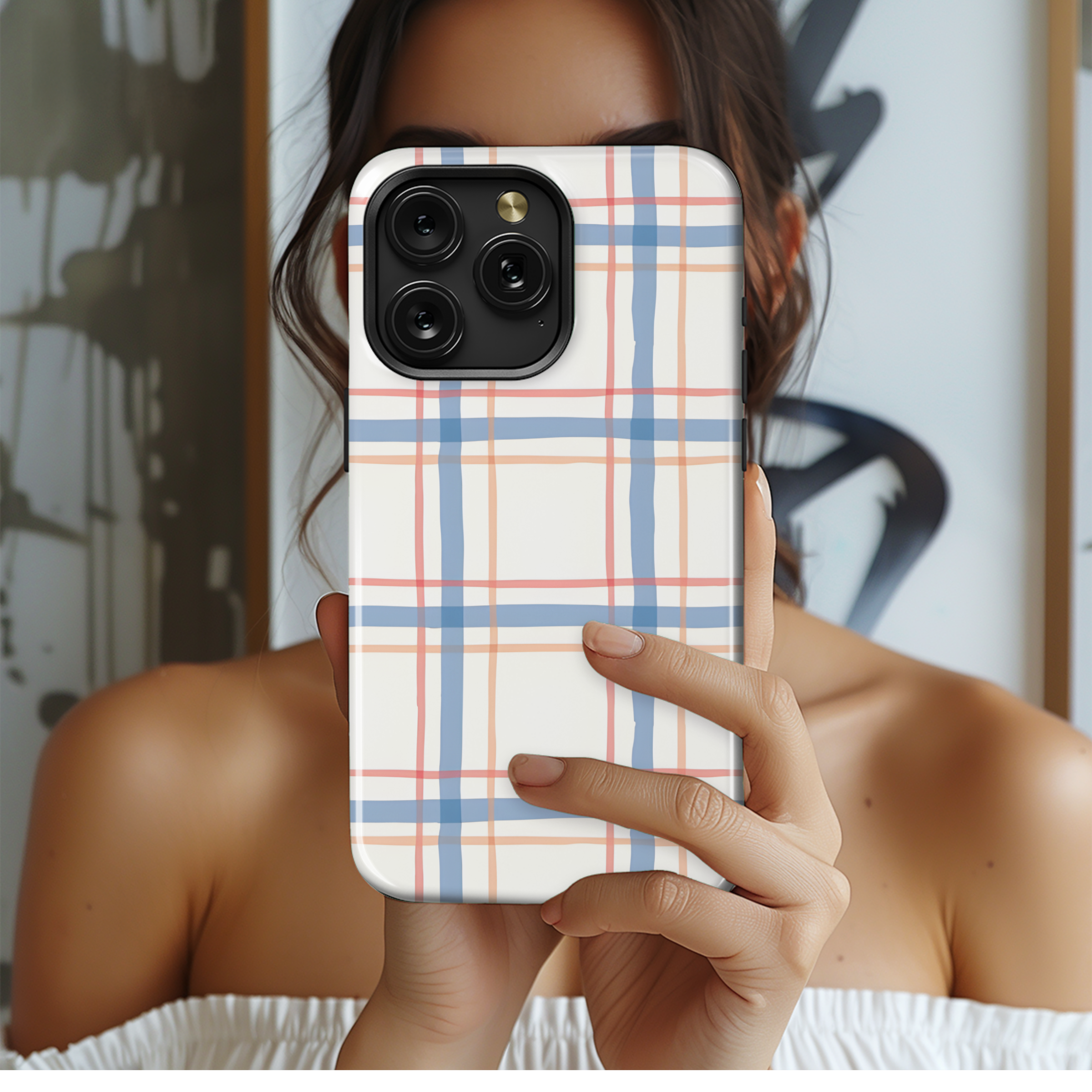 Cornflower Plaid Phone Case iPhone Samsung Cover Pixel 3500