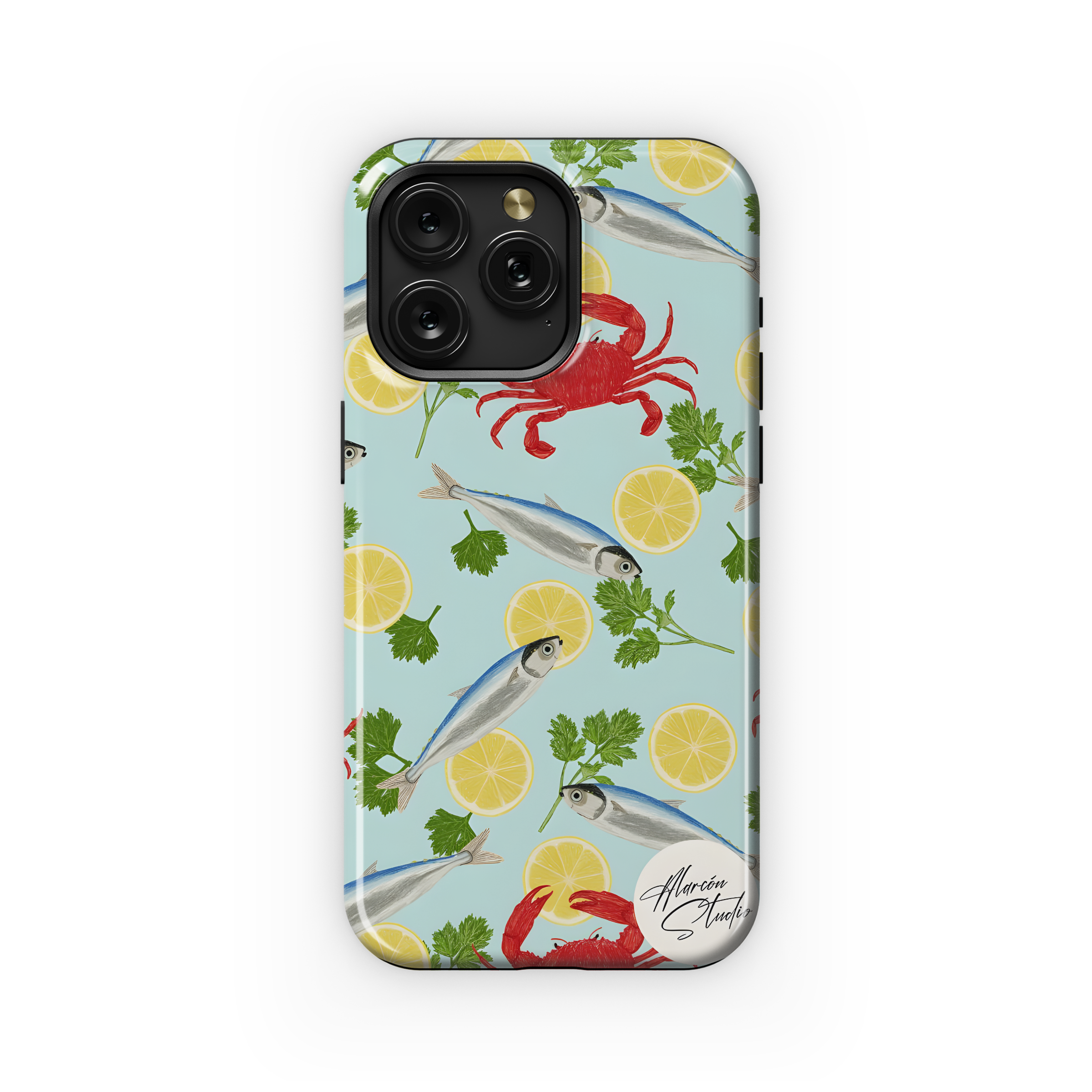 Crabs Sardines Lemons Phone Case iPhone Samsung Cover Pixel 1972