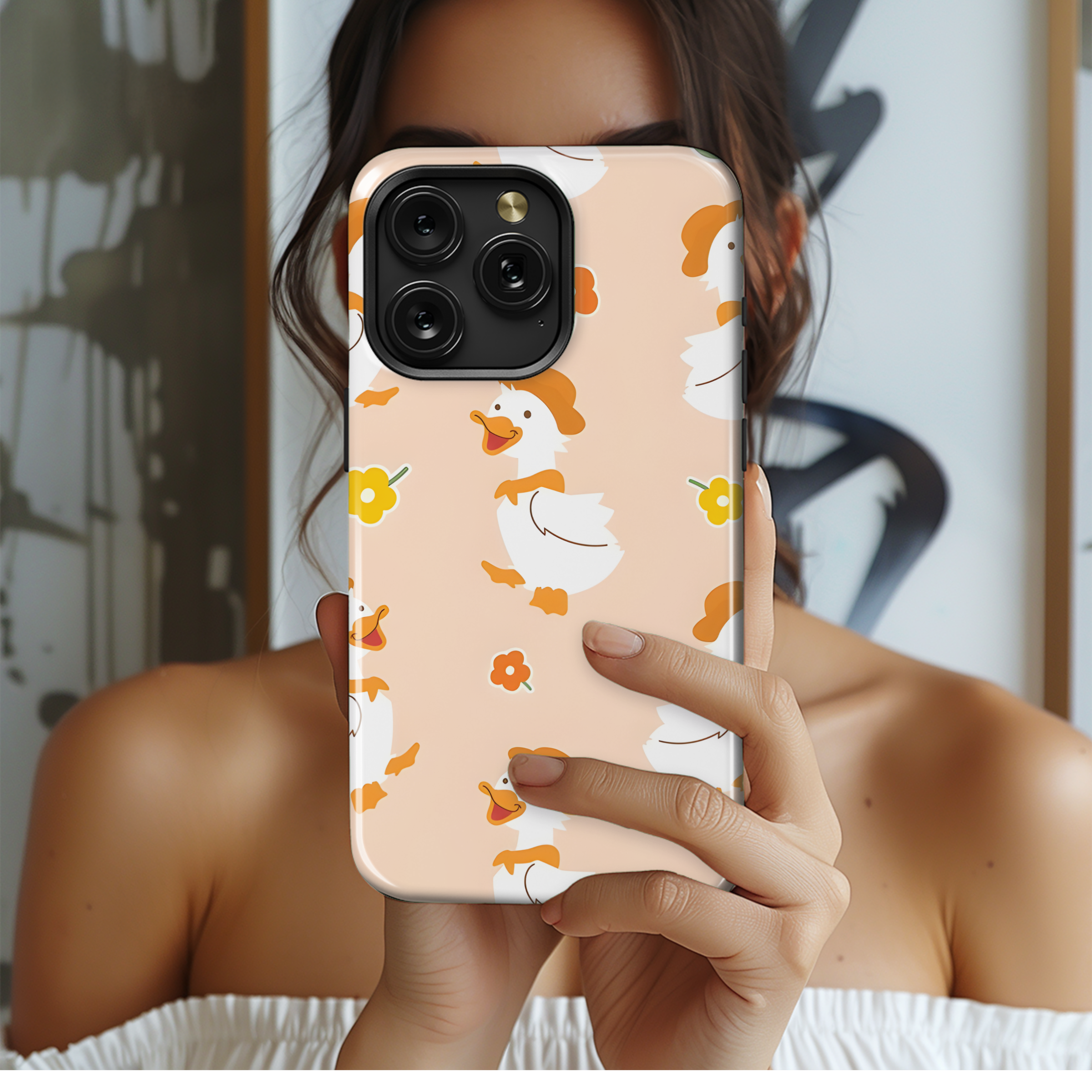 Cute Duck Tiny Flower Phone Case iPhone Samsung Cover Pixel 2677