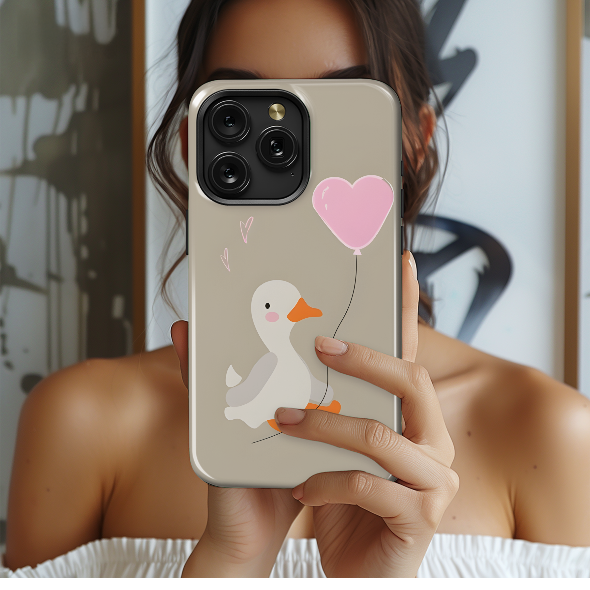 Cute little duckling with balloon Phone Case iPhone Samsung Cover Pixel 2683