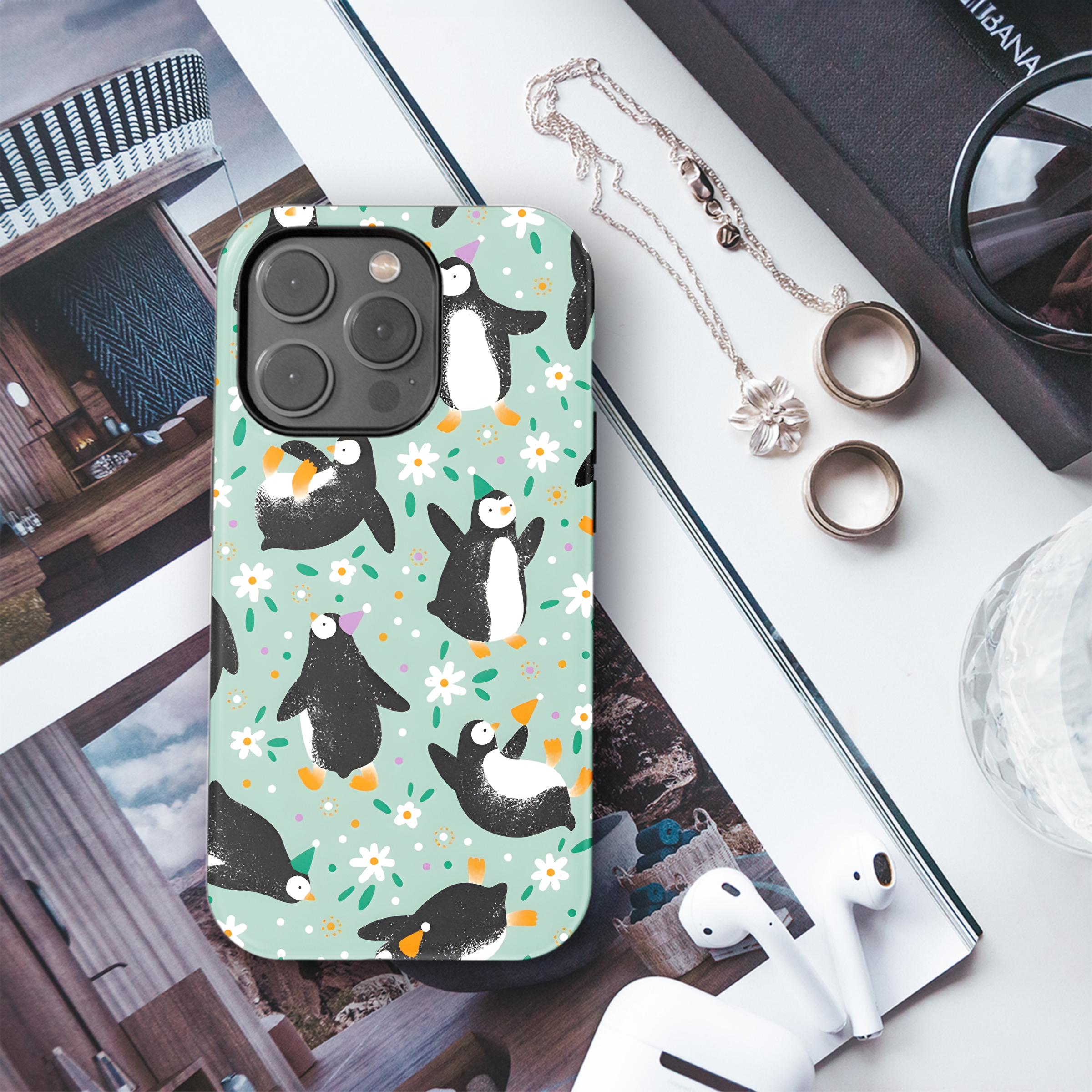 Cute Penguin Seamless Pattern Phone Case iPhone Samsung Cover Pixel 2260