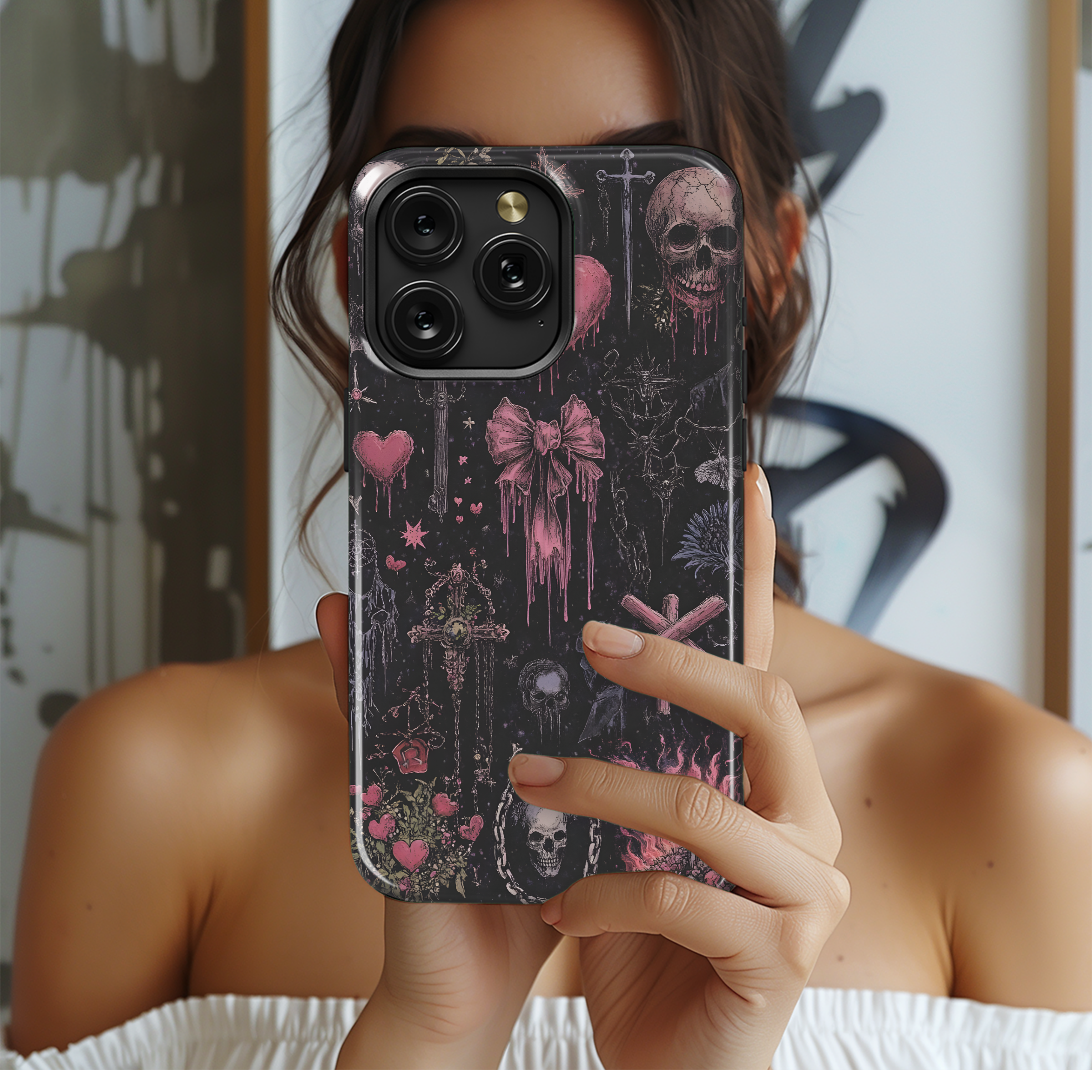 Dark Academia Gothic Hearts Phone Case iPhone Samsung Cover Pixel 4090