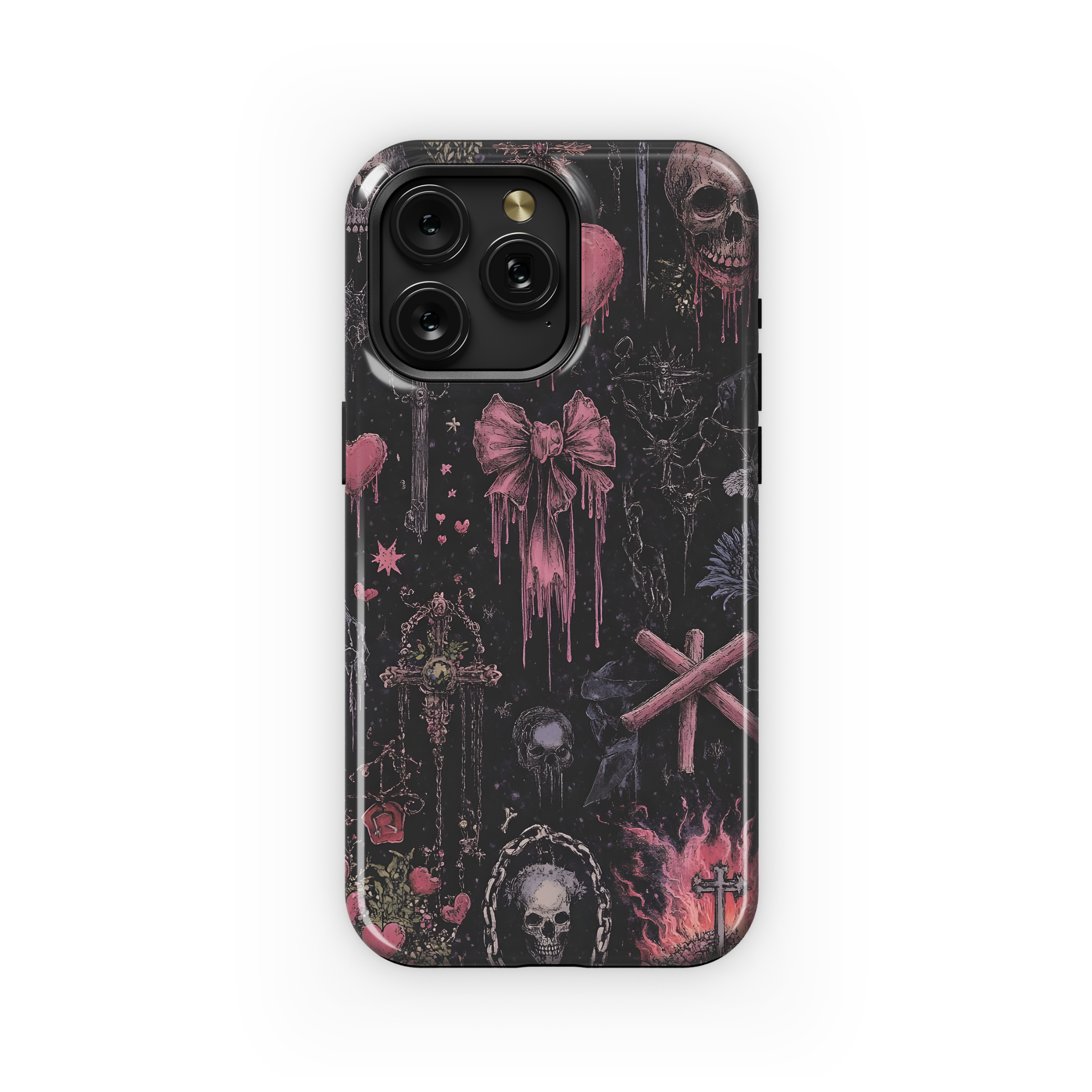 Dark Academia Gothic Hearts Phone Case iPhone Samsung Cover Pixel 4090