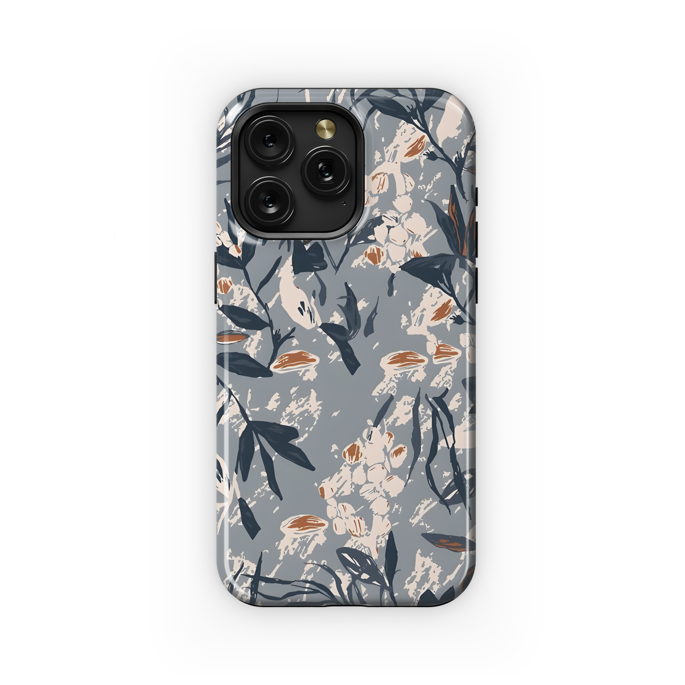 Dark Blue Floral Phone Case iPhone Samsung Cover Pixel 2844