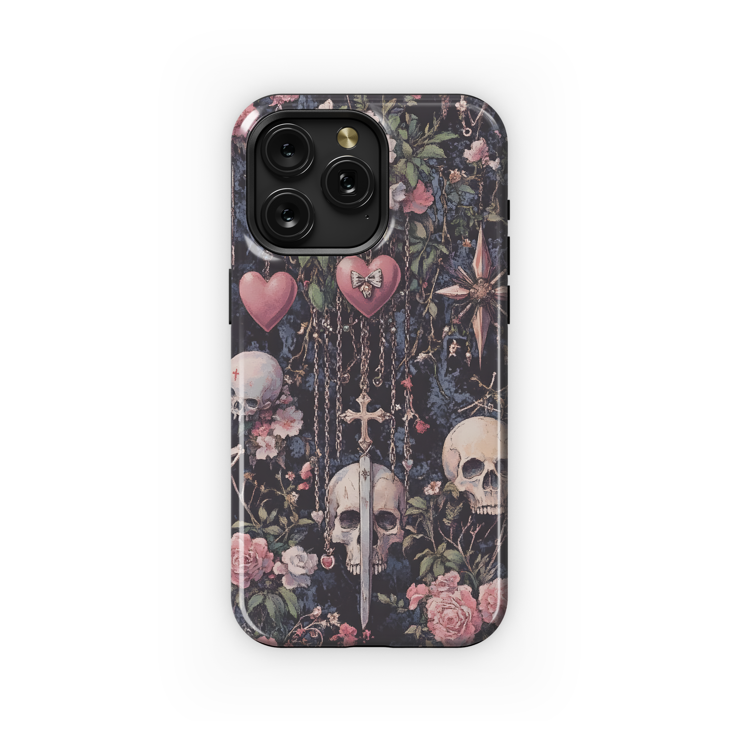 Dark Floral Skull Design
 Phone Case iPhone Samsung Cover Pixel 4089