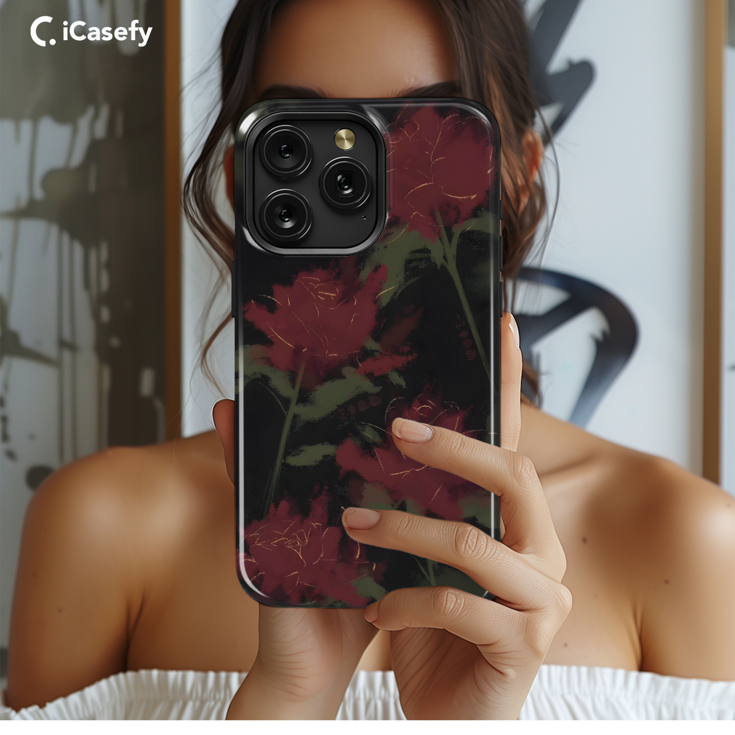 Dark Gothic Red Flowers Phone Case iPhone Samsung Cover Pixel 1952