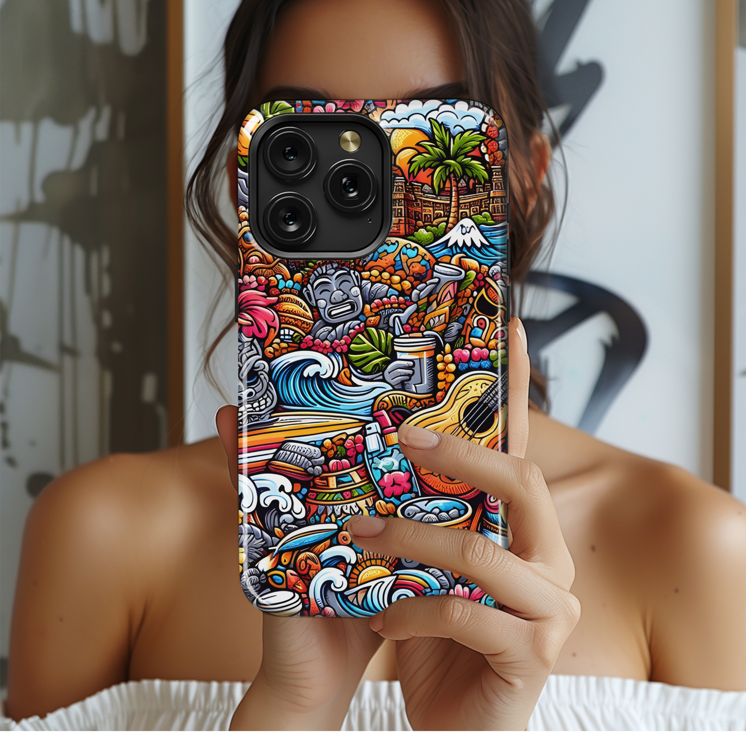 Doodle Hawaii Phone Case iPhone Samsung Cover Pixel 2887