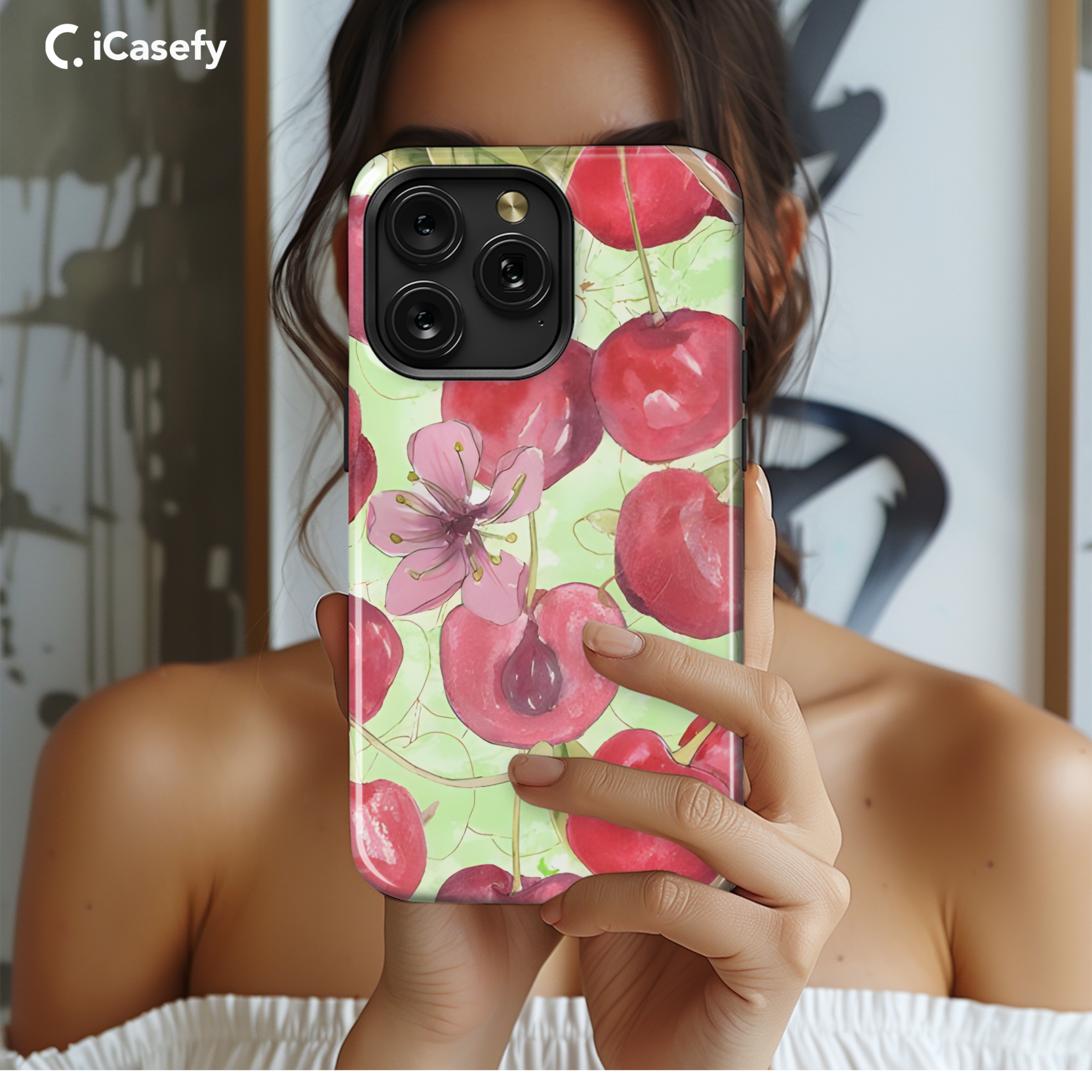 Drawed Cherry Flower Phone Case iPhone Samsung Cover Pixel 1969