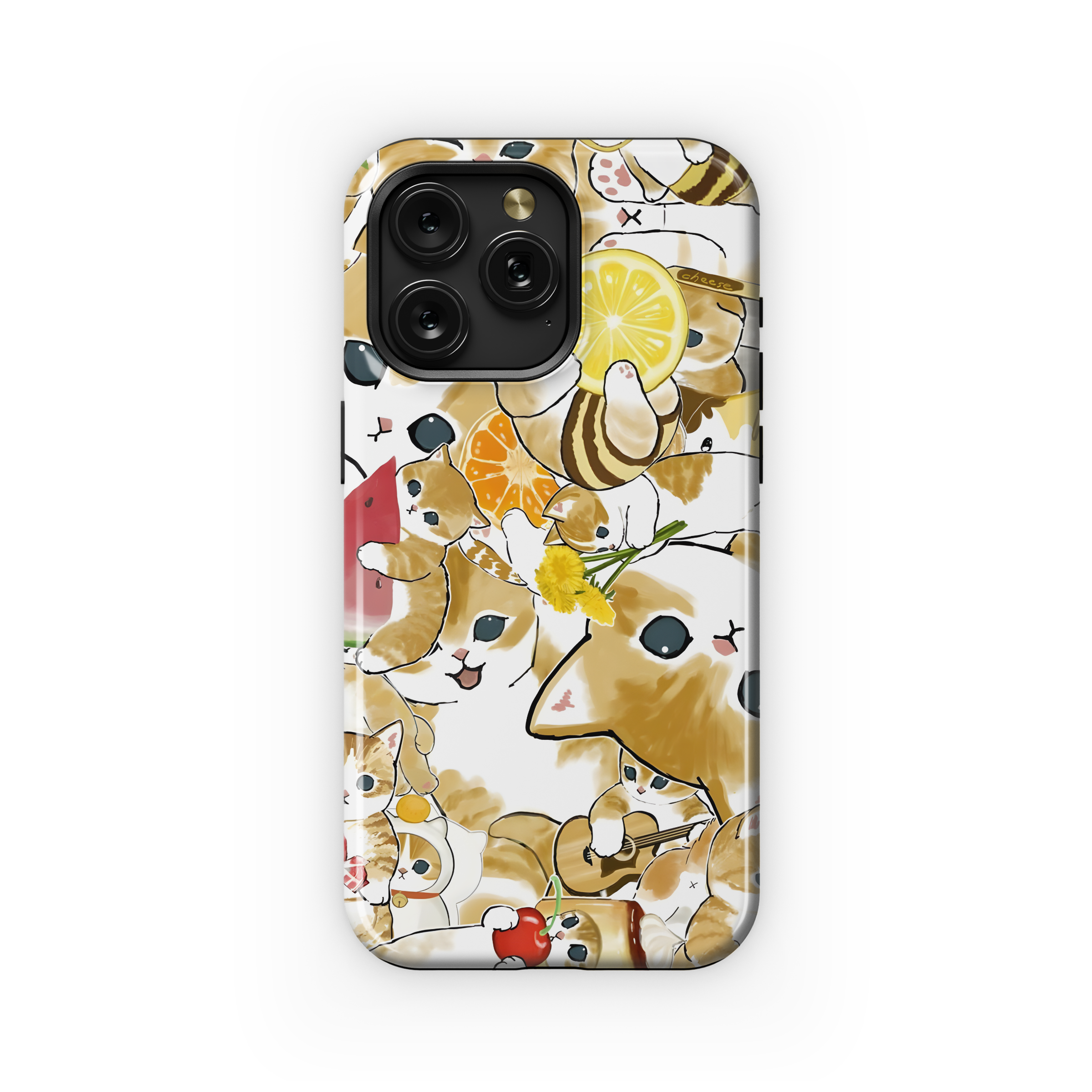 Drawed Funny Cute Fruit Cat Phone Case iPhone Samsung Cover Pixel 2030