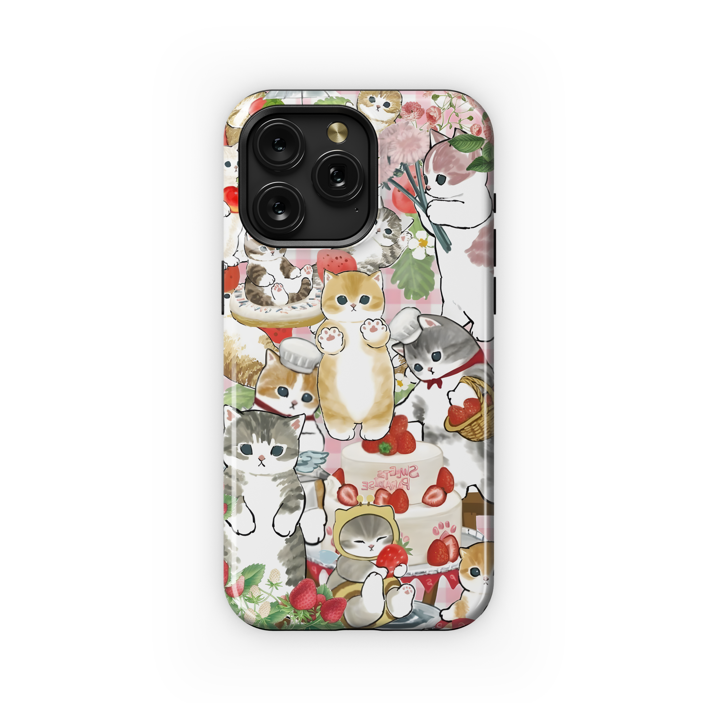 Drawed Funny Cute Strawberry Cat Phone Case iPhone Samsung Cover Pixel 2029