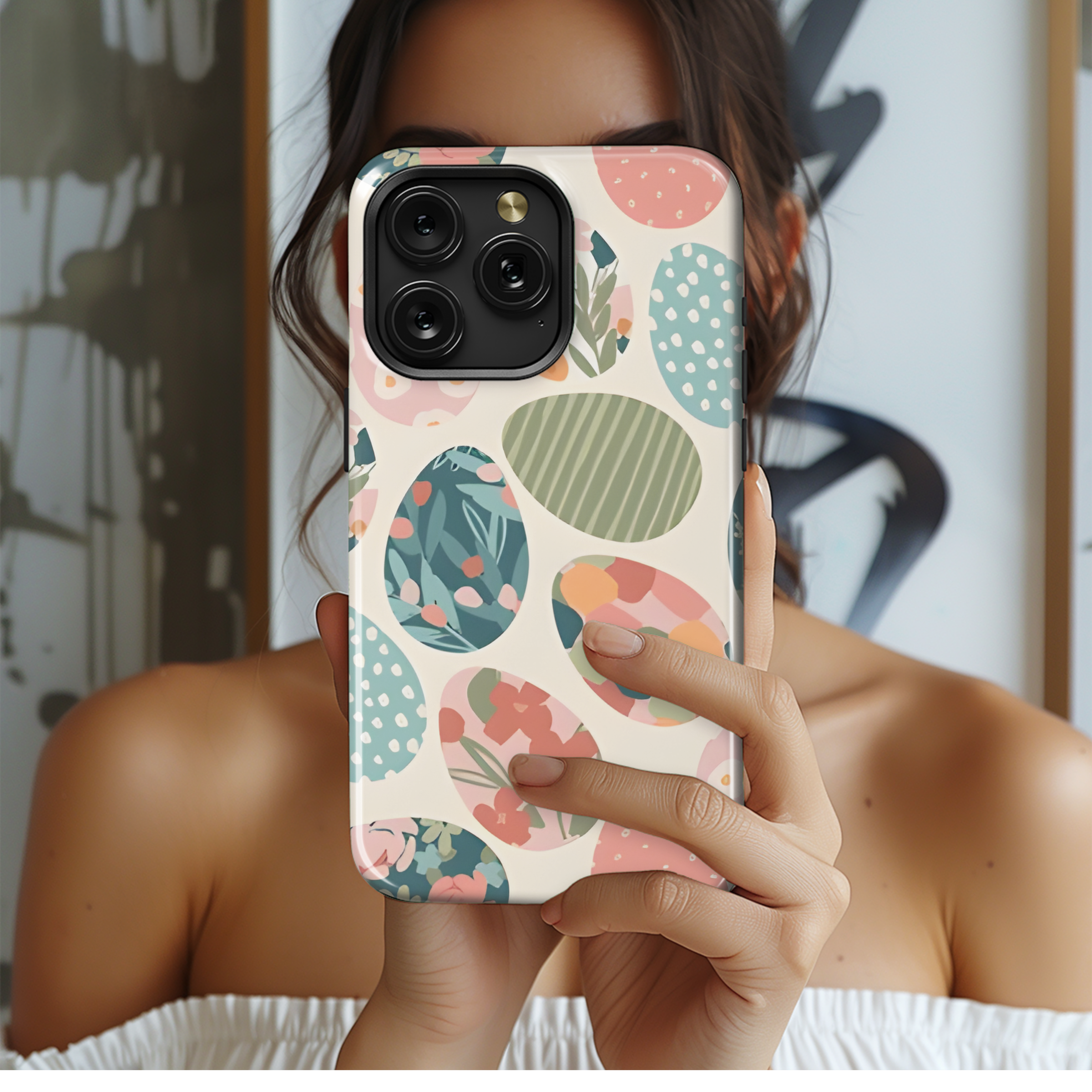 Easter Eggs Abstract Flower Phone Case iPhone Samsung Cover Pixel 3921