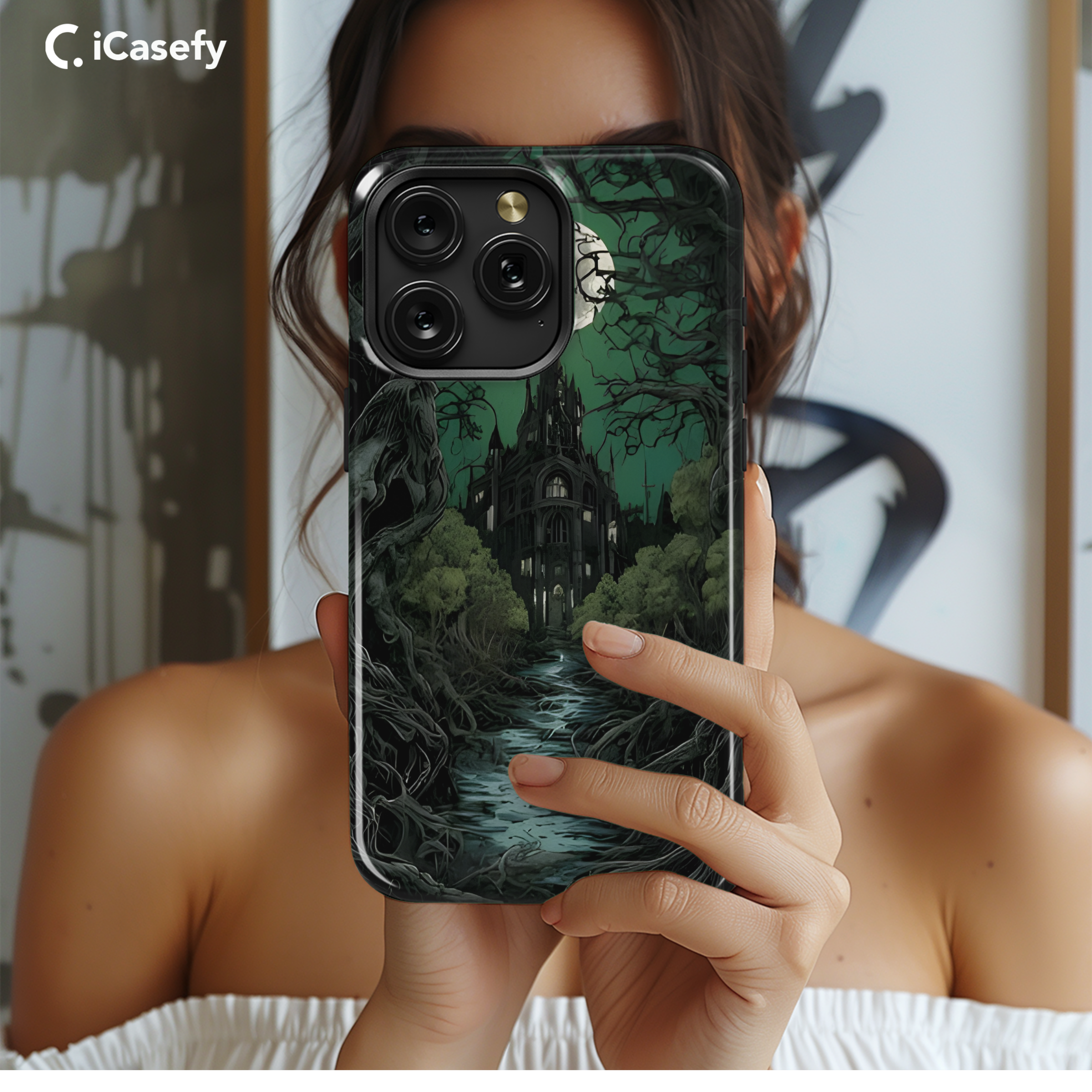 Eldritch Gothic Castle Horror Night Forest Phone Case iPhone Samsung Cover Pixel 1806