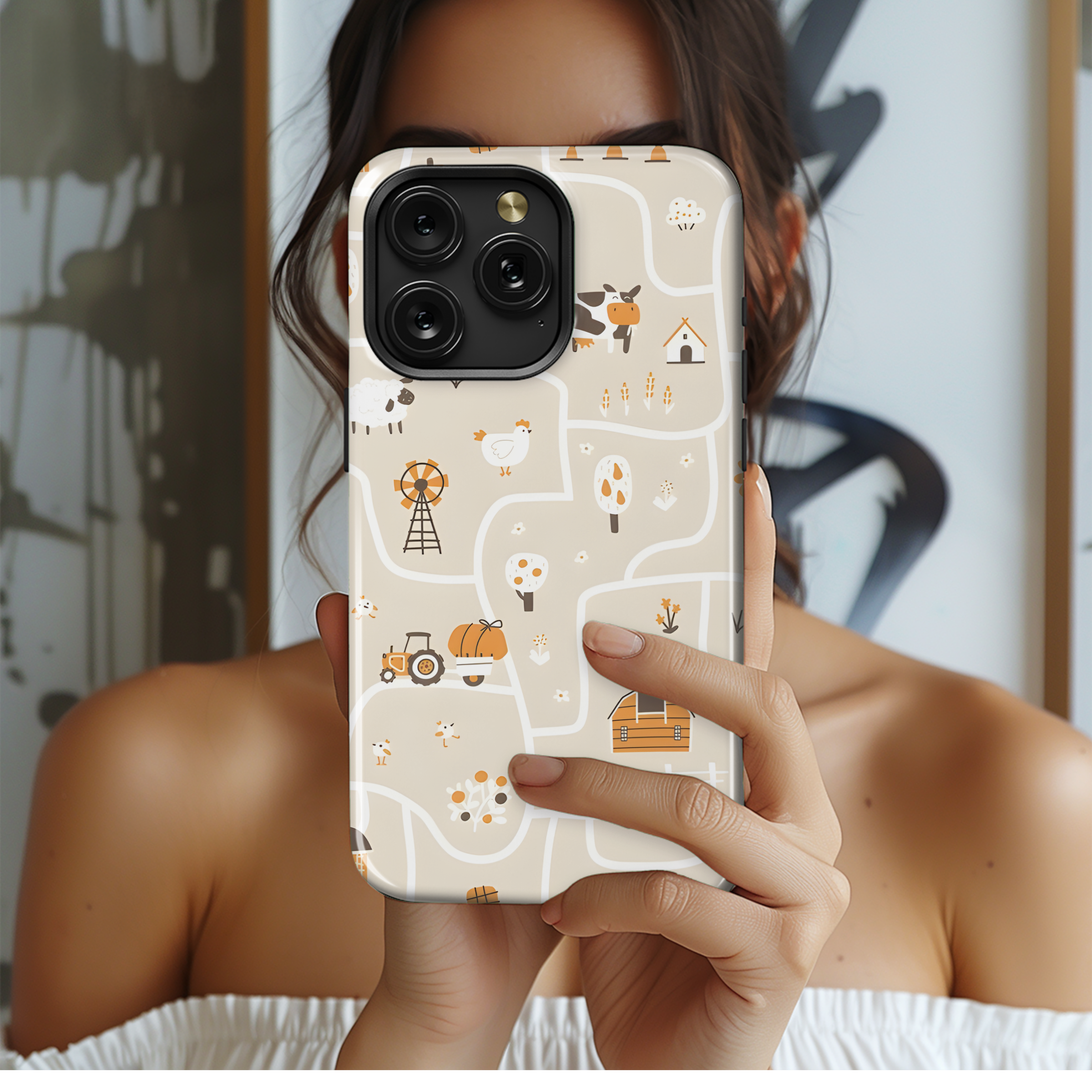 Farm Animal Map Phone Case iPhone Samsung Cover Pixel 2805