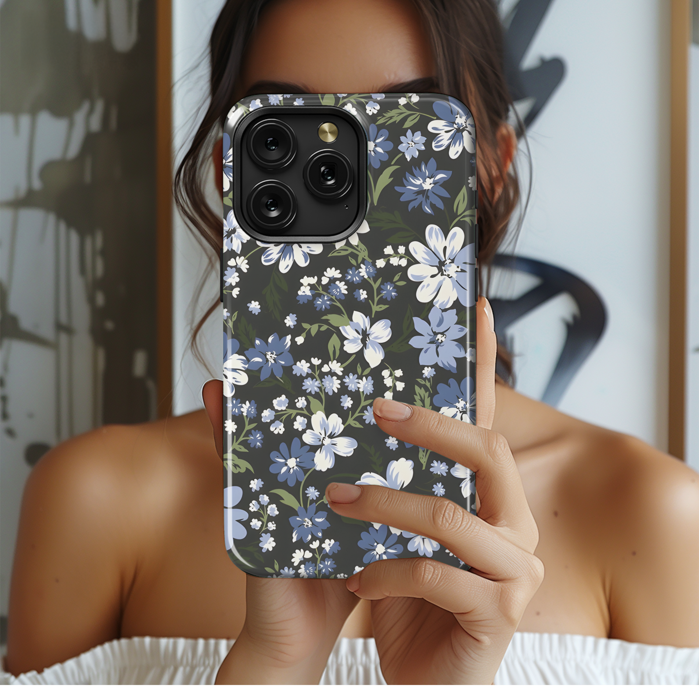 Floral Grey Seamless Pattern  Phone Case iPhone Samsung Cover Pixel 2356