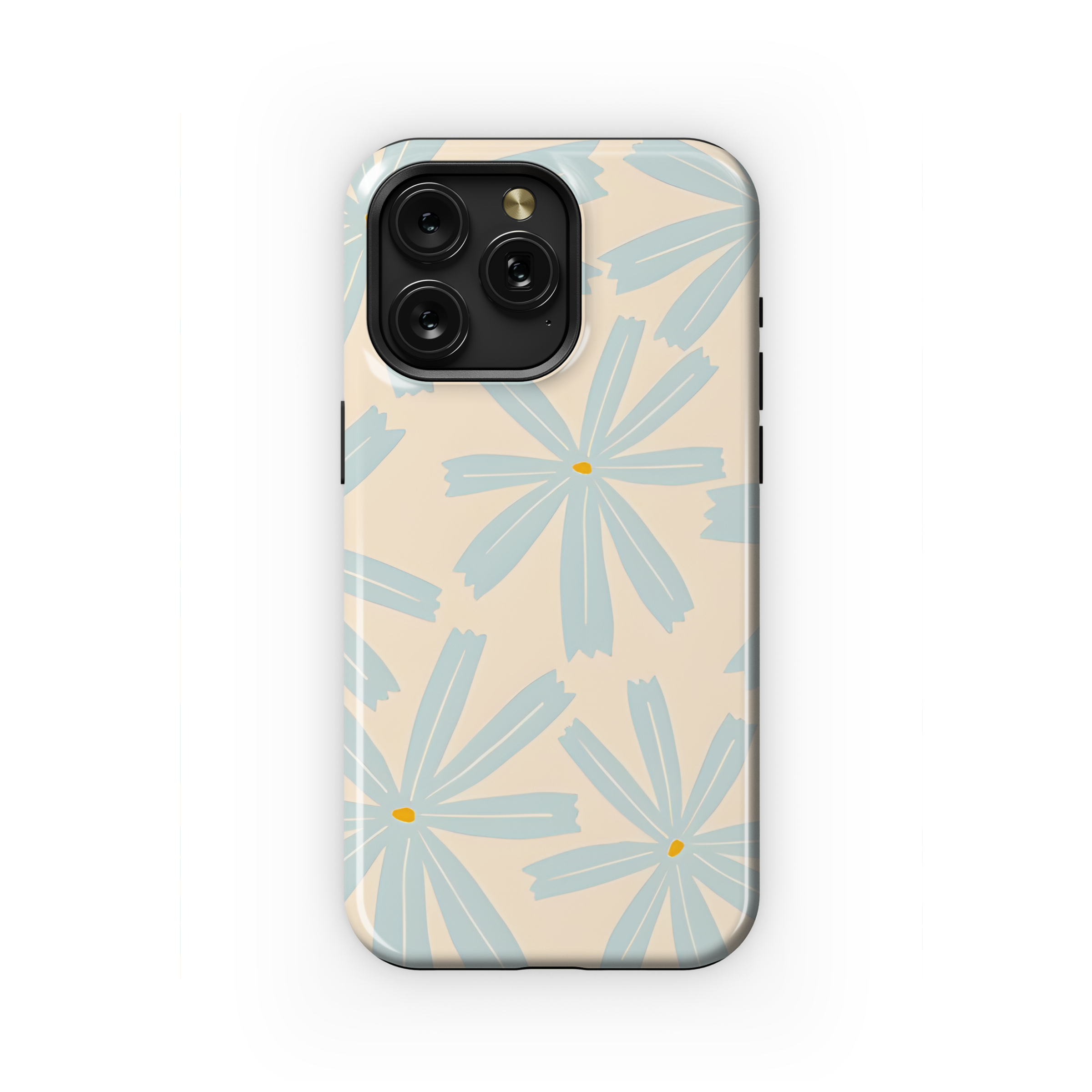 Floral Pattern Blue Flowers Cream Backdrop Phone Case iPhone Samsung Cover Pixel 2304