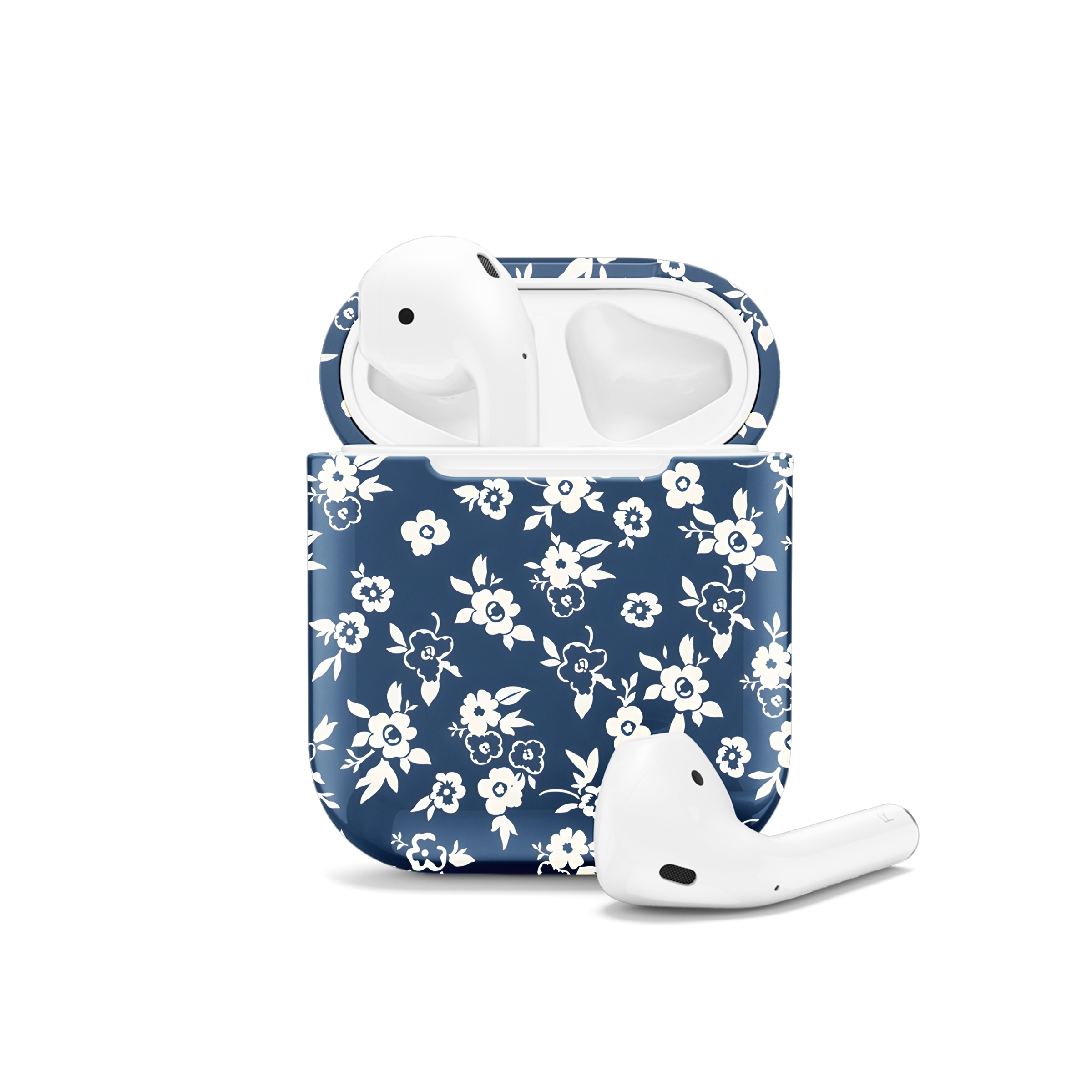 Floral Print Blue AirPods Case AirPods Pro AirPods Pro 2 AirPods 3 AirPods 2 Glossy 2361