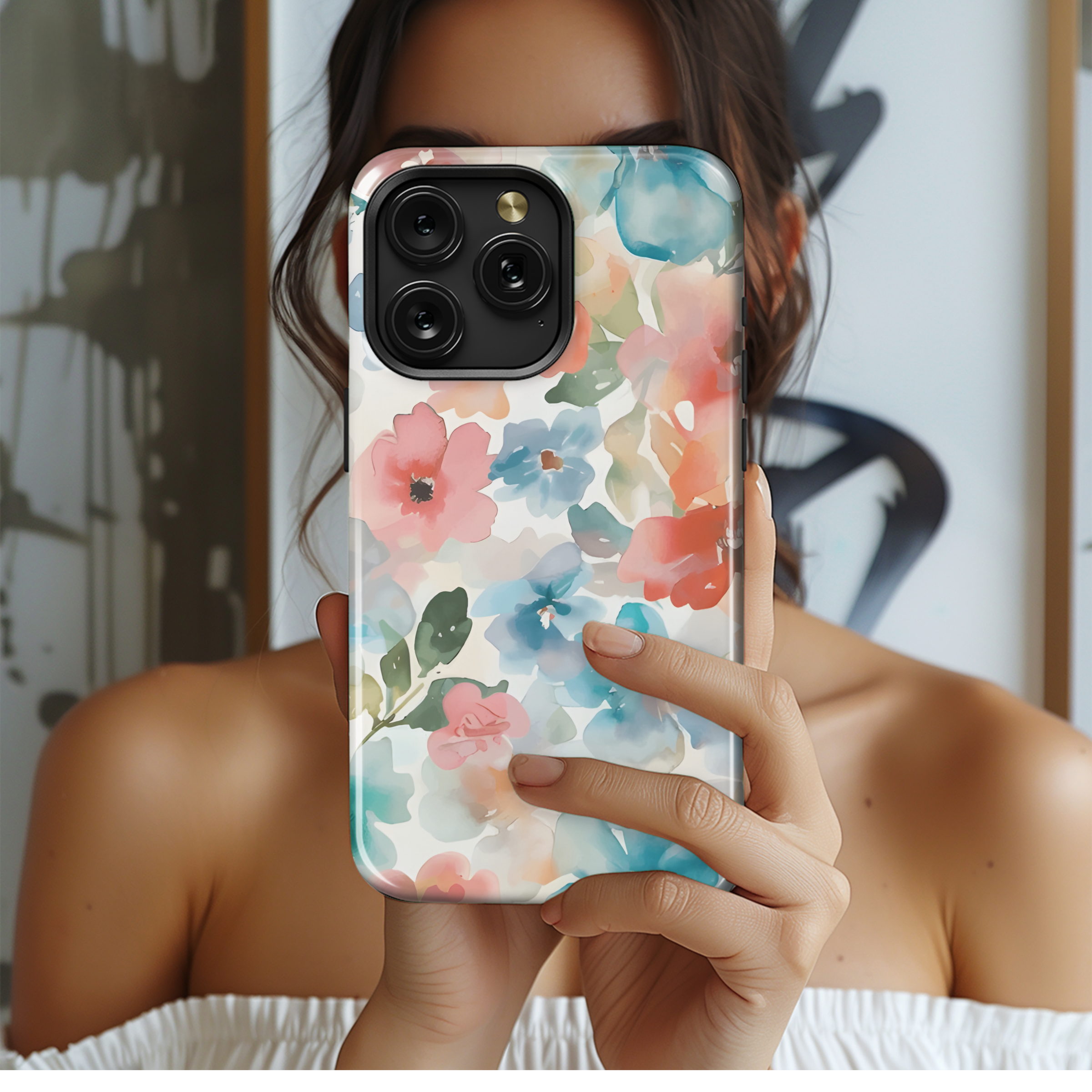 Floral Seamless Abstract Watercolor Flower Phone Case iPhone Samsung Cover Pixel 2468