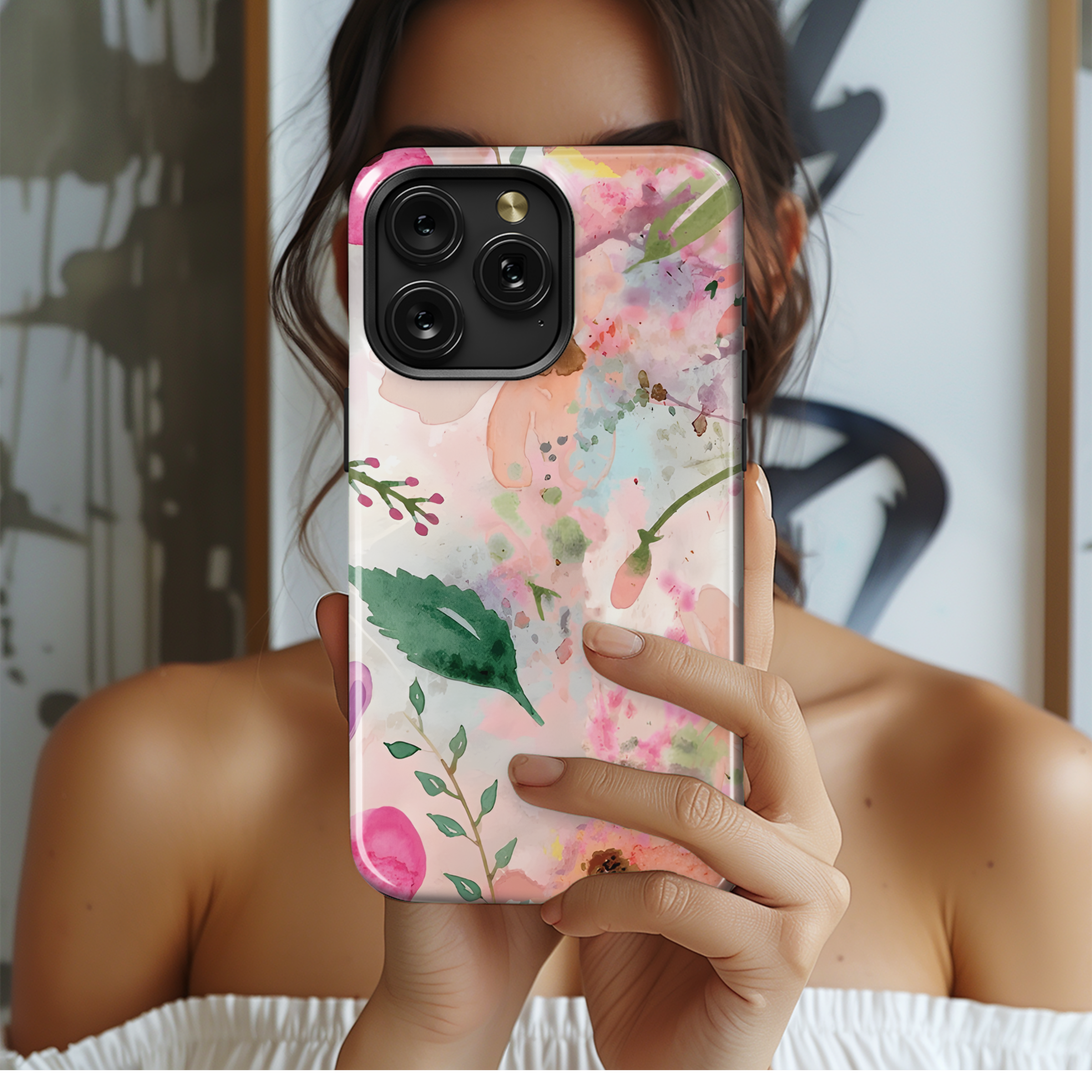 Floral Watercolor Pattern Phone Case iPhone Samsung Cover Pixel 2295