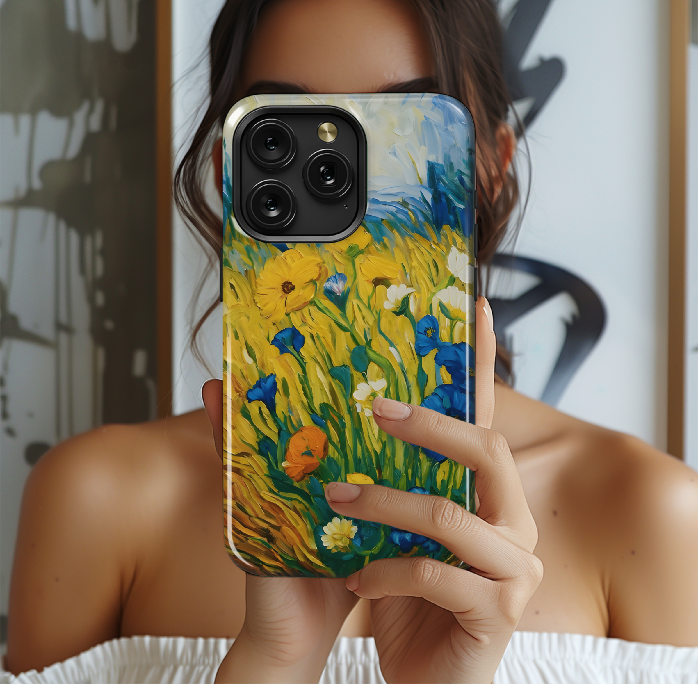 Flower Field Painting Phone Case iPhone Samsung Cover Pixel 2421