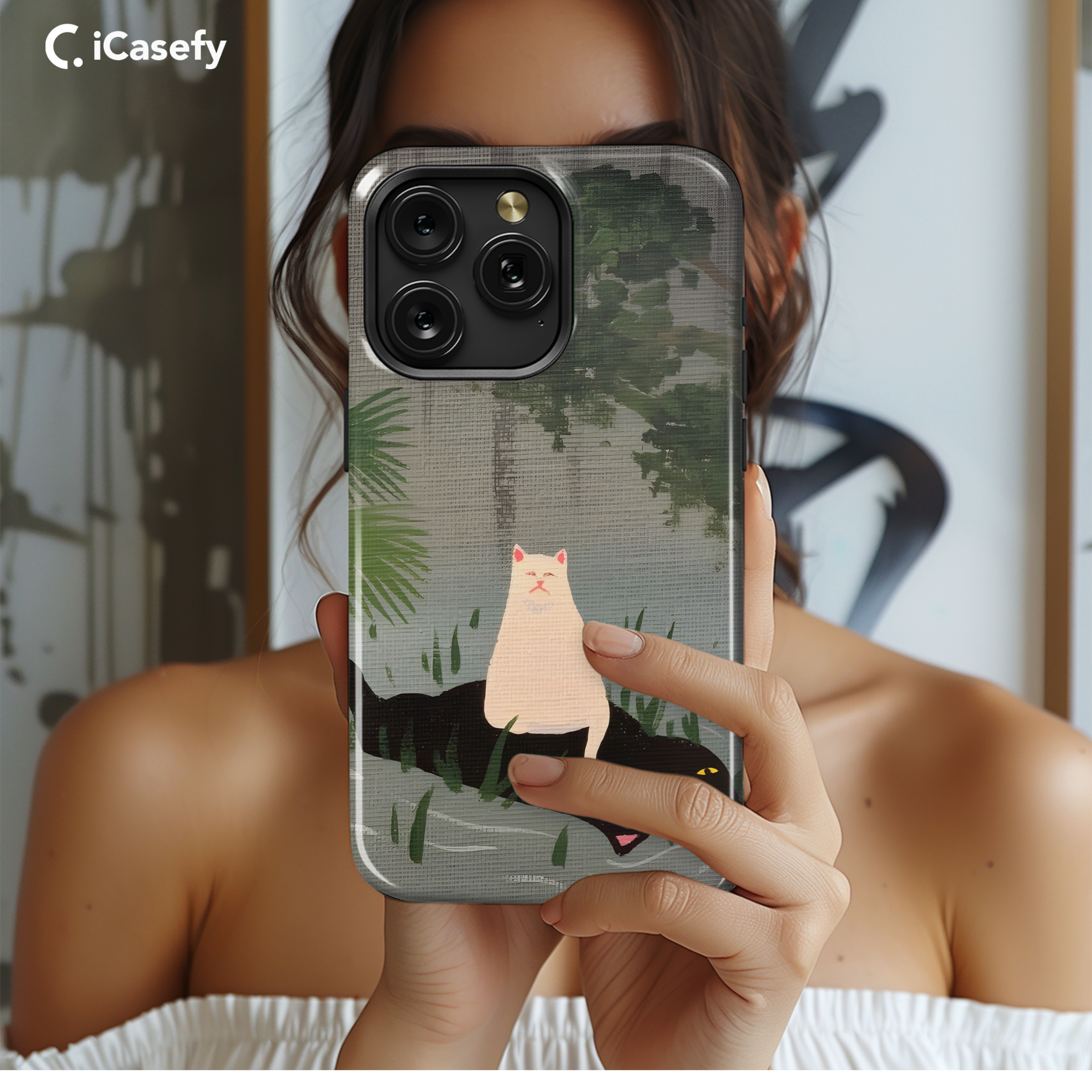 Funny Cat Floating in River Phone Case iPhone Samsung Cover Pixel 1954