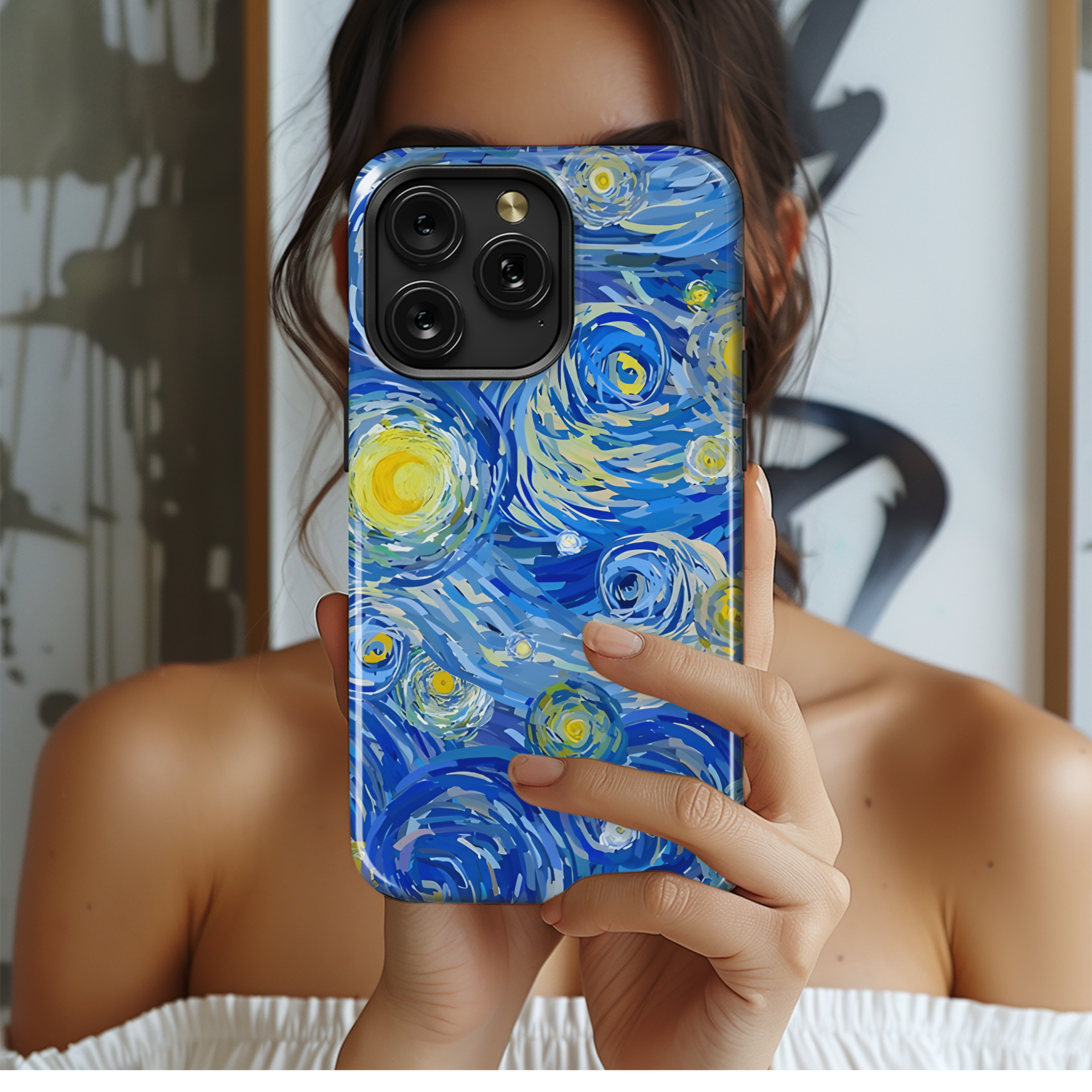 Glowing Moon on Blue Phone Case iPhone Samsung Cover Pixel 2832