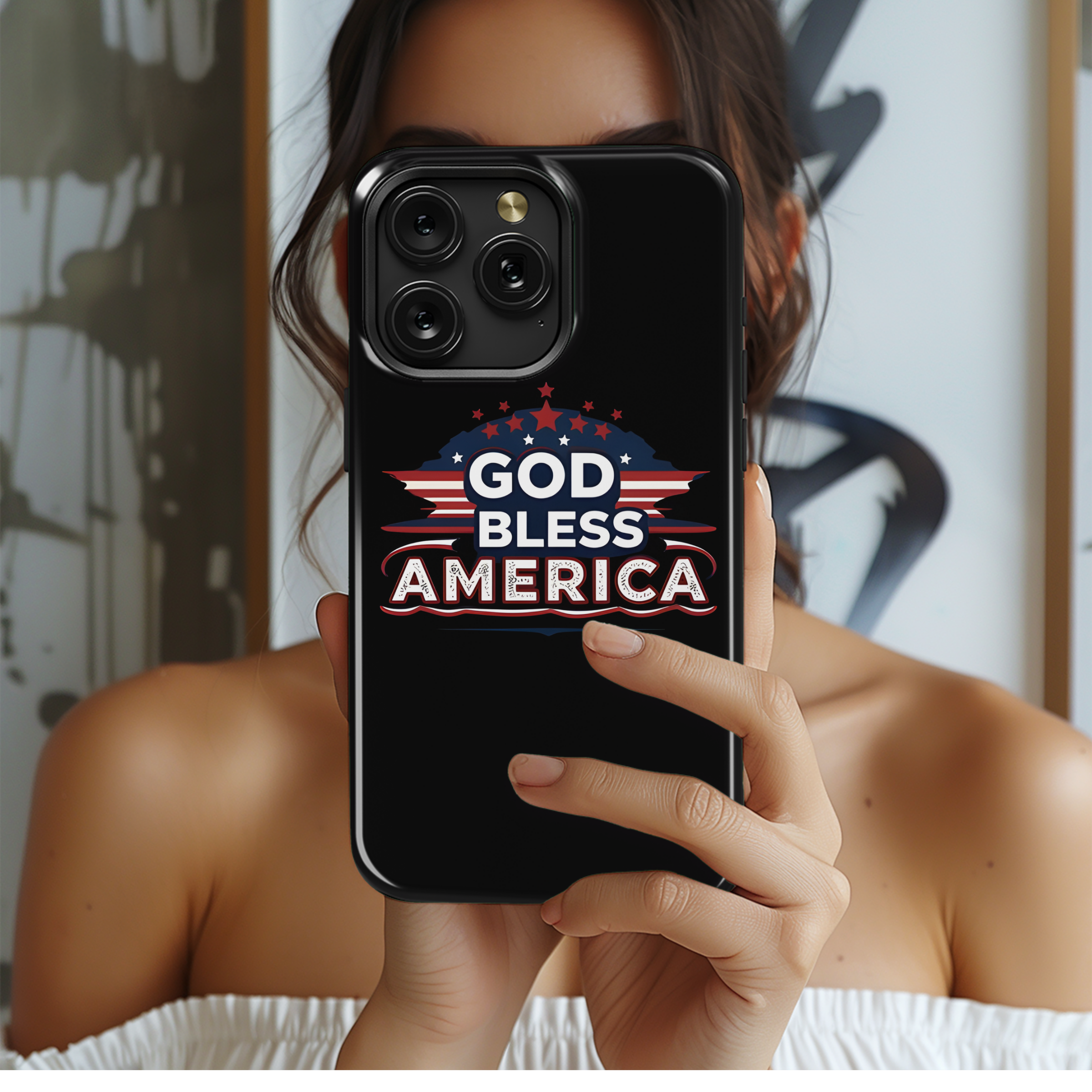 God Bless America Text Patriotic Phone Case iPhone Samsung Cover Pixel 2756