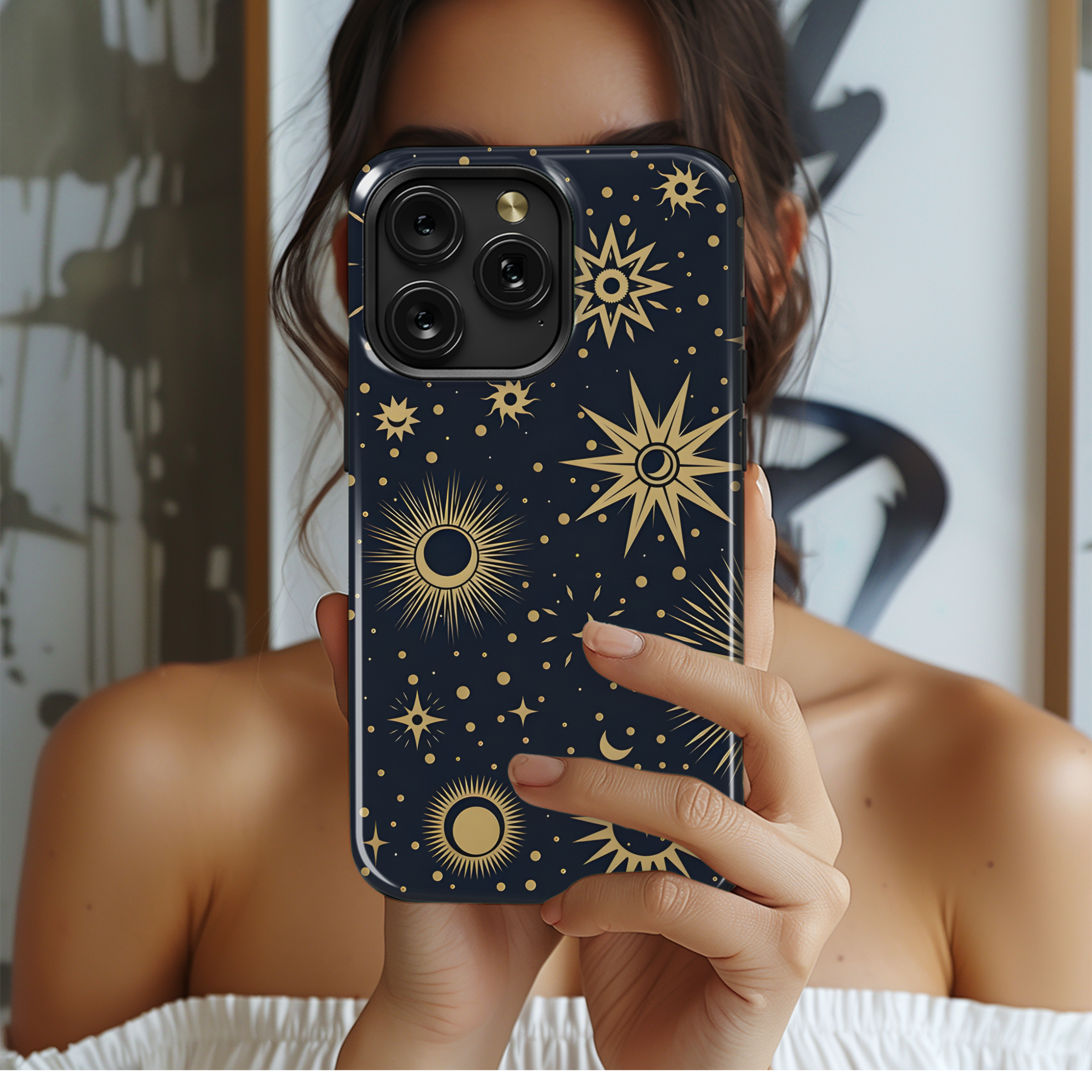 Gold Sun Moon Star Phone Case iPhone Samsung Cover Pixel 2729