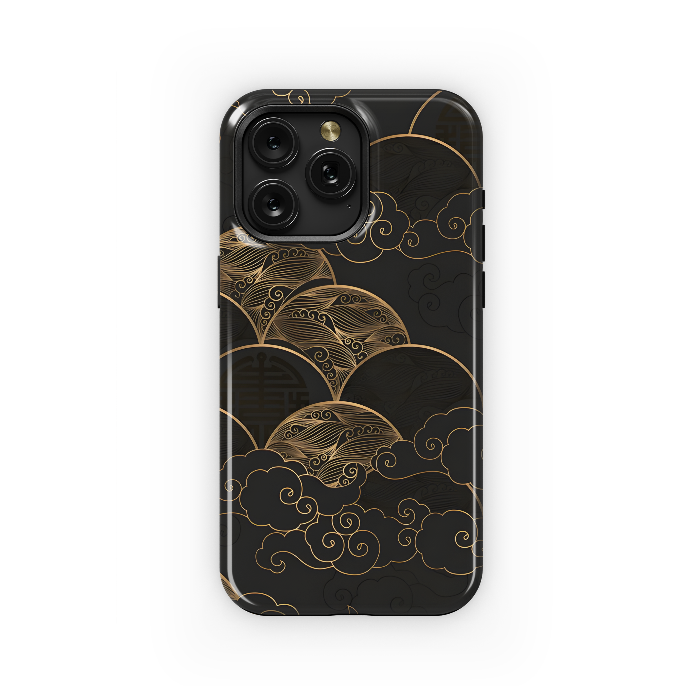 Gold Waves Clouds Japanese Phone Case iPhone Samsung Cover Pixel 2510