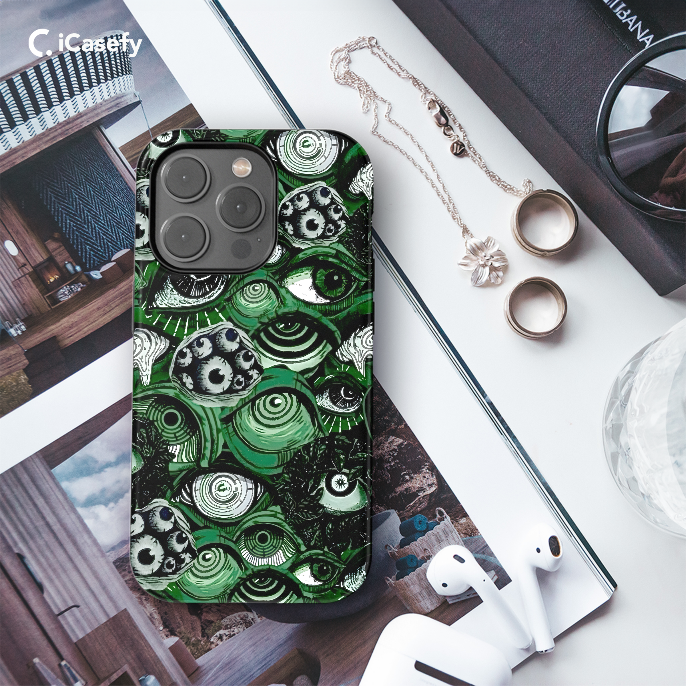 Gothic Green Eye Collage Phone Case iPhone Samsung Cover Pixel 1910