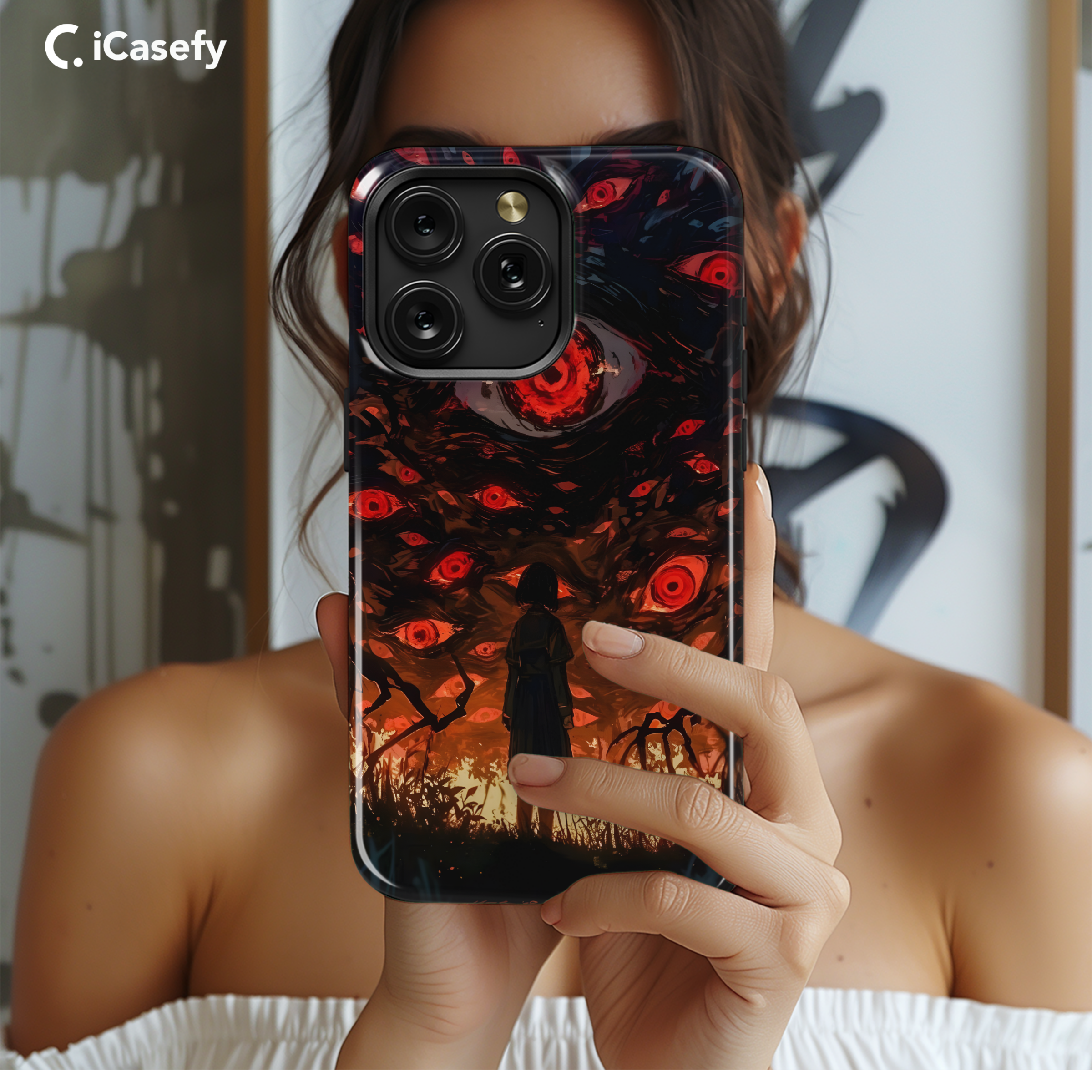 Gothic Horror Red Evil Sky Eyes Phone Case iPhone Samsung Cover Pixel 1824