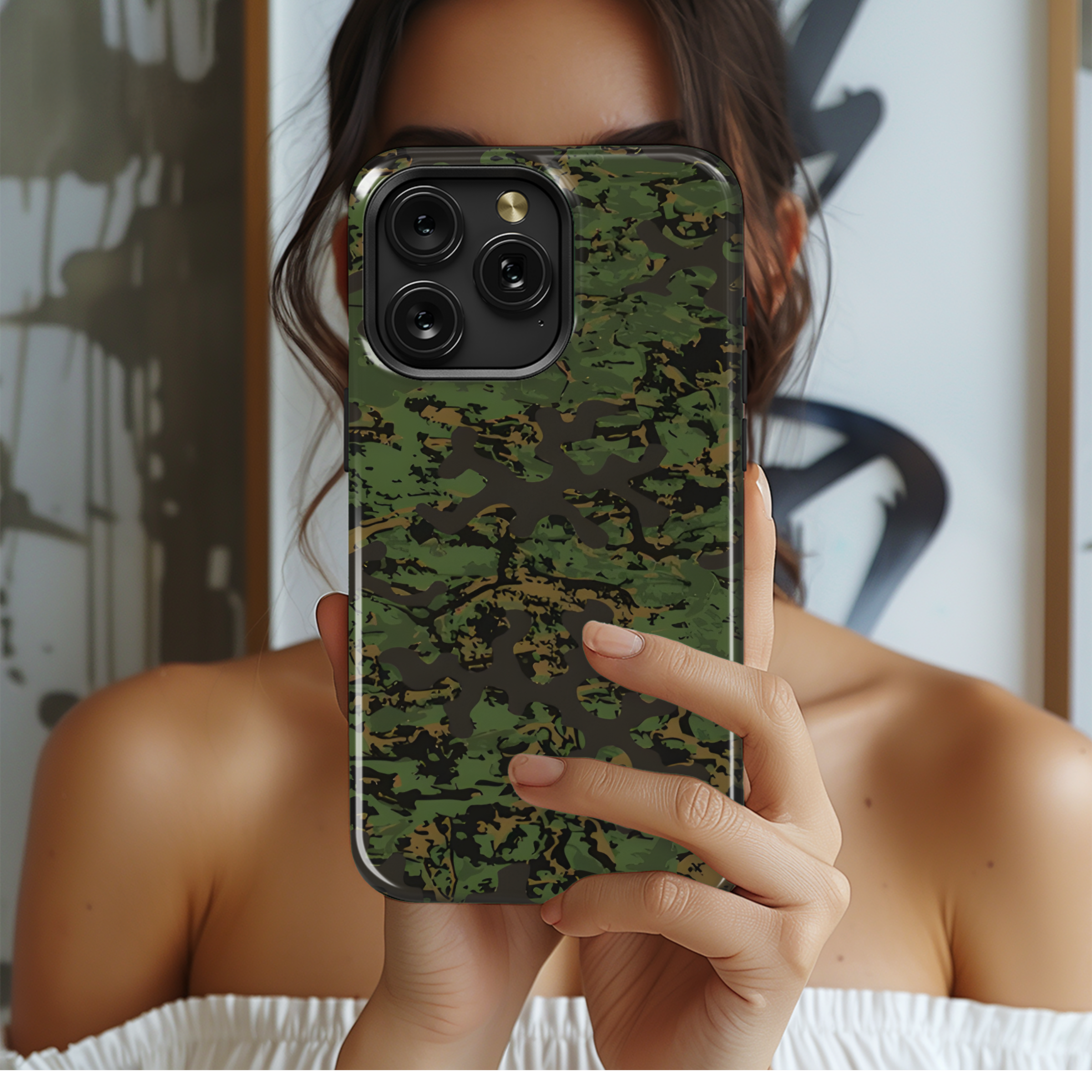 Green Vector Combat Camo Grunge Print Phone Case iPhone Samsung Cover Pixel 2214