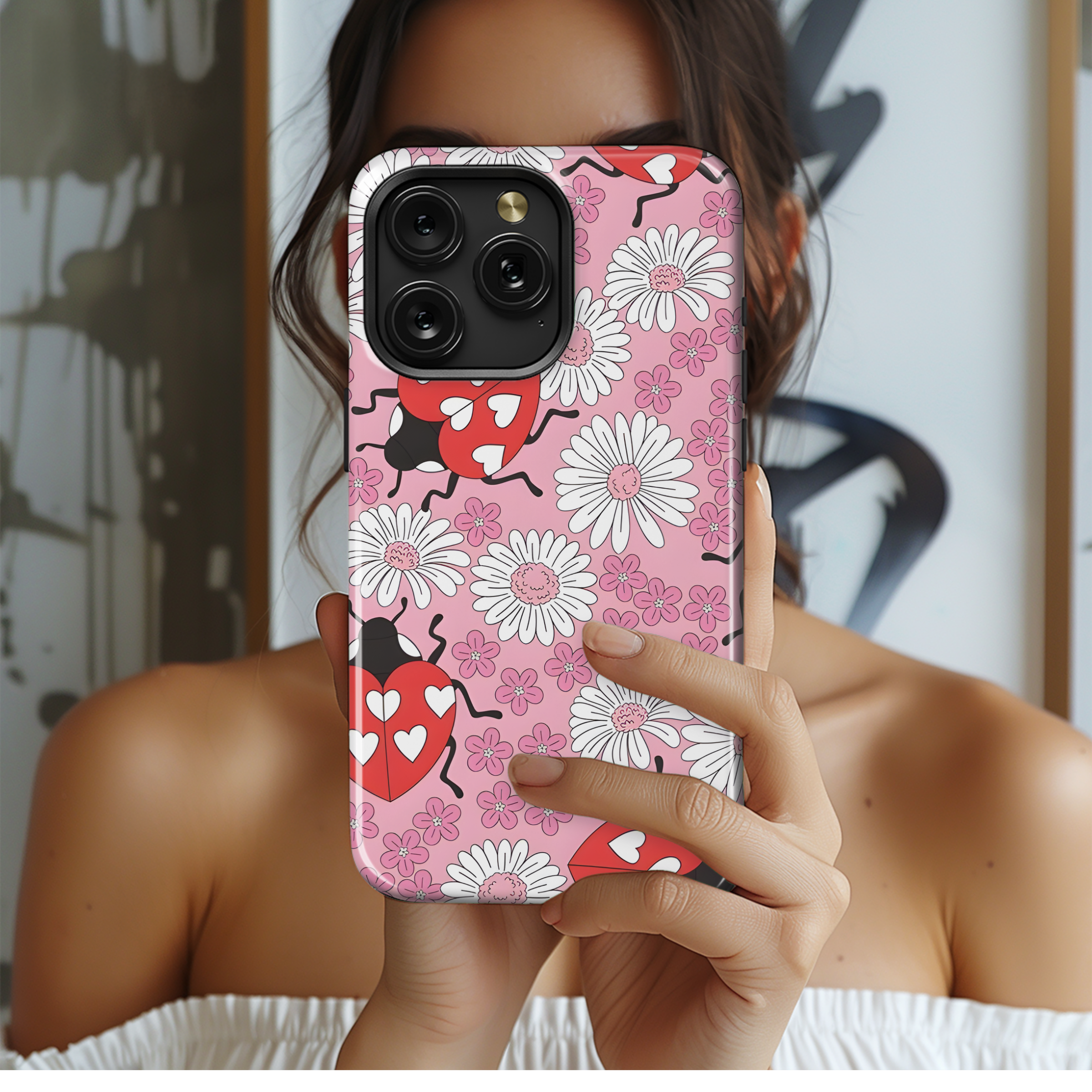 Groovy boho daisy Lady Bug Phone Case iPhone Samsung Cover Pixel 2490