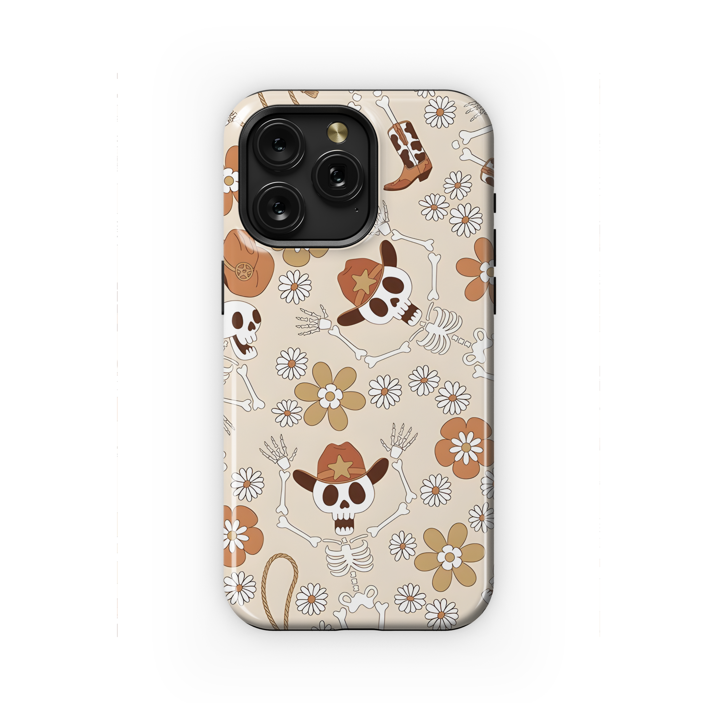 Groovy Cowboy Skeleton Halloween Party Pattern Phone Case iPhone Samsung Cover Pixel 2283