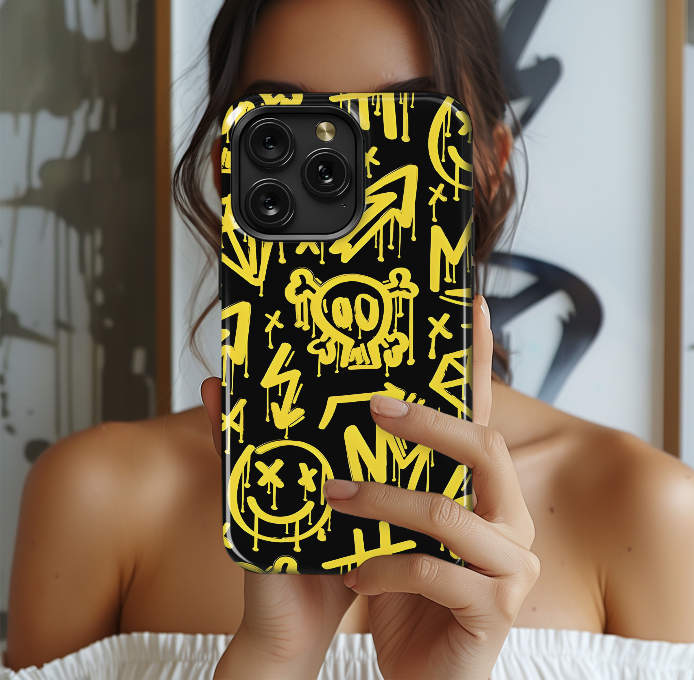 Grunge Graffiti Patterns with Emojis Phone Case iPhone Samsung Cover Pixel 2397