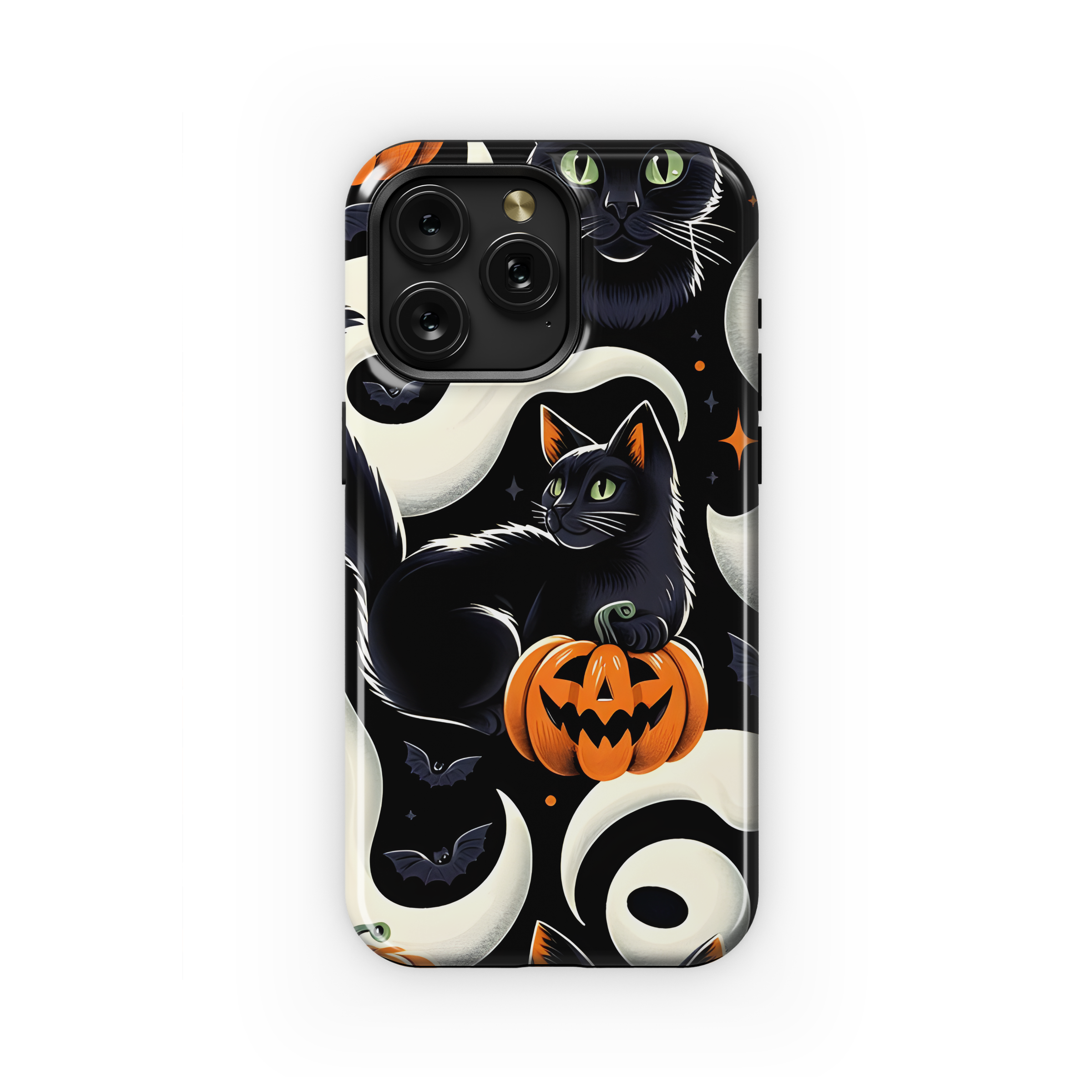 Halloween Black Cats Pumpkins Ghost Phone Case iPhone Samsung Cover Pixel 3375